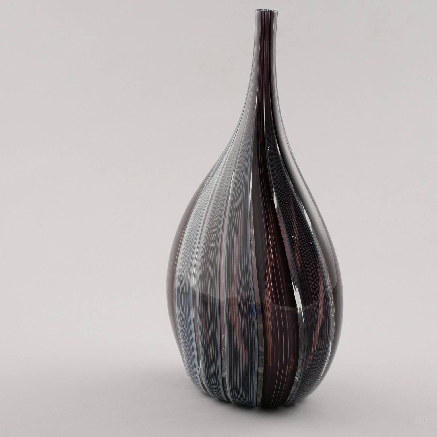 Modern Adriano dalla Valentina Murano Glass Vase with Slender Neck
