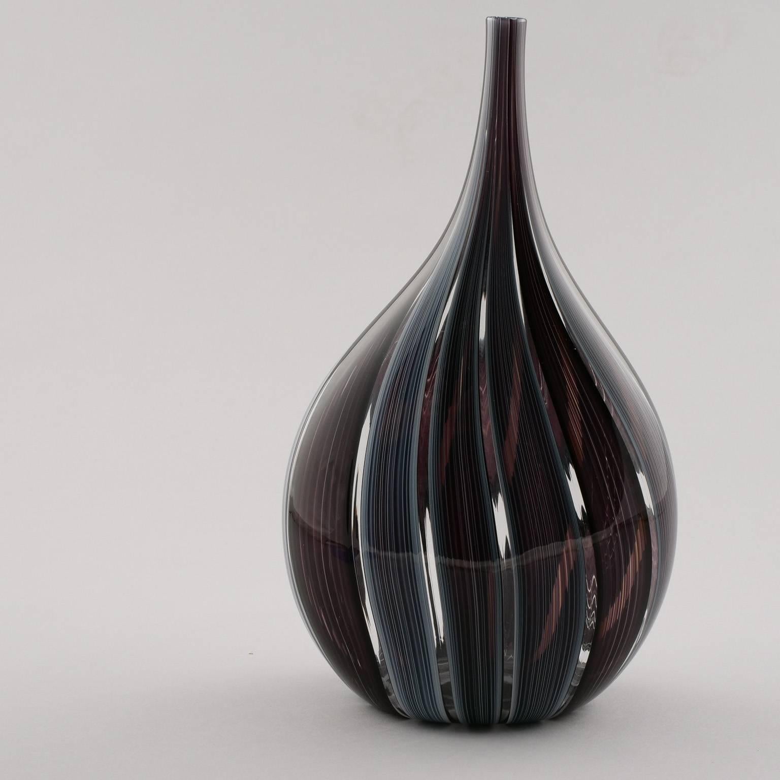 Italian Adriano dalla Valentina Murano Glass Vase with Slender Neck