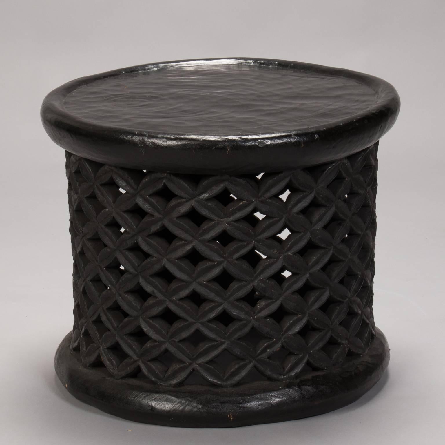 20th Century Bameleke Grid Pattern Carved Table or Stool from Cameroon