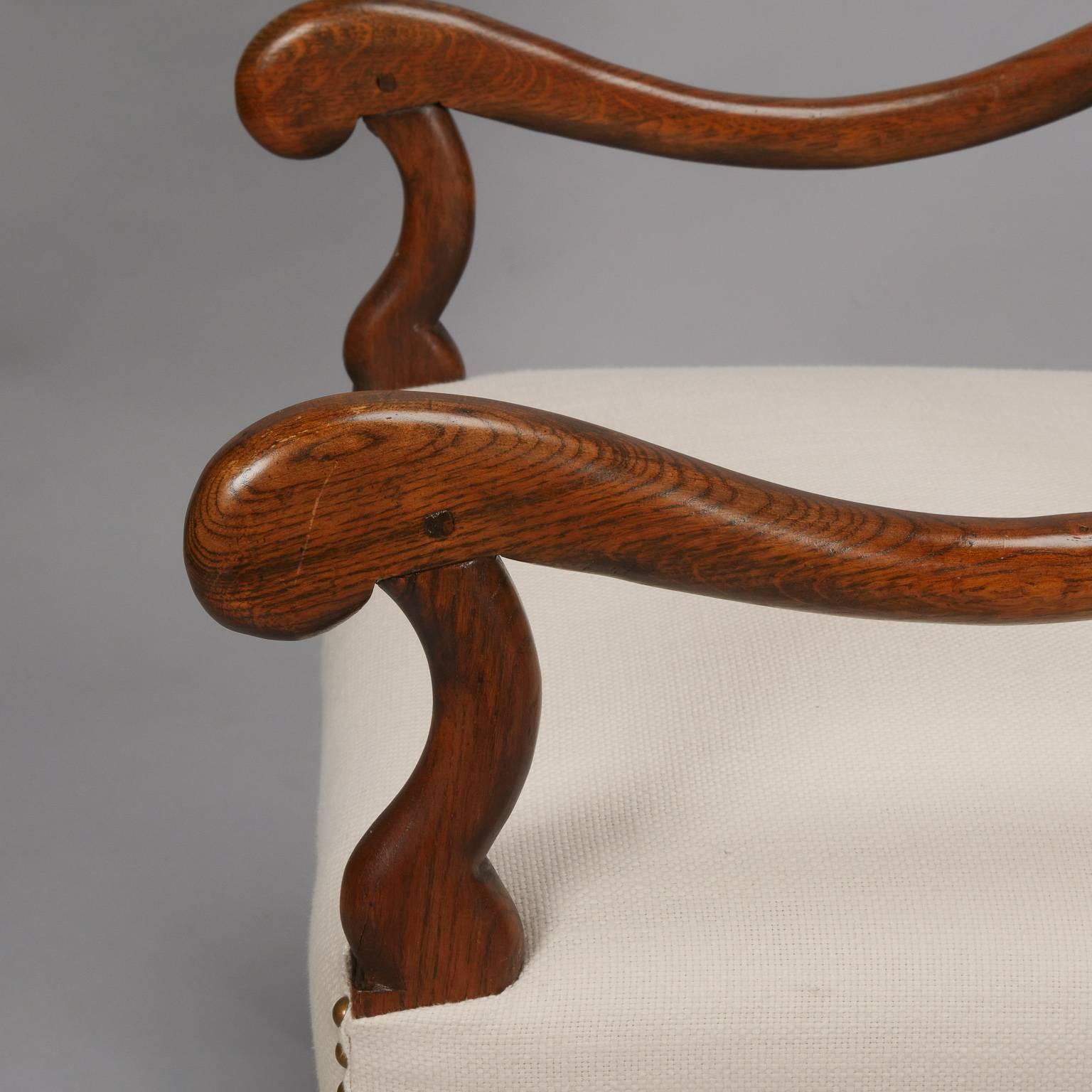 Pair of High Back Os De Mouton Arm Chairs with New Upholstery 1