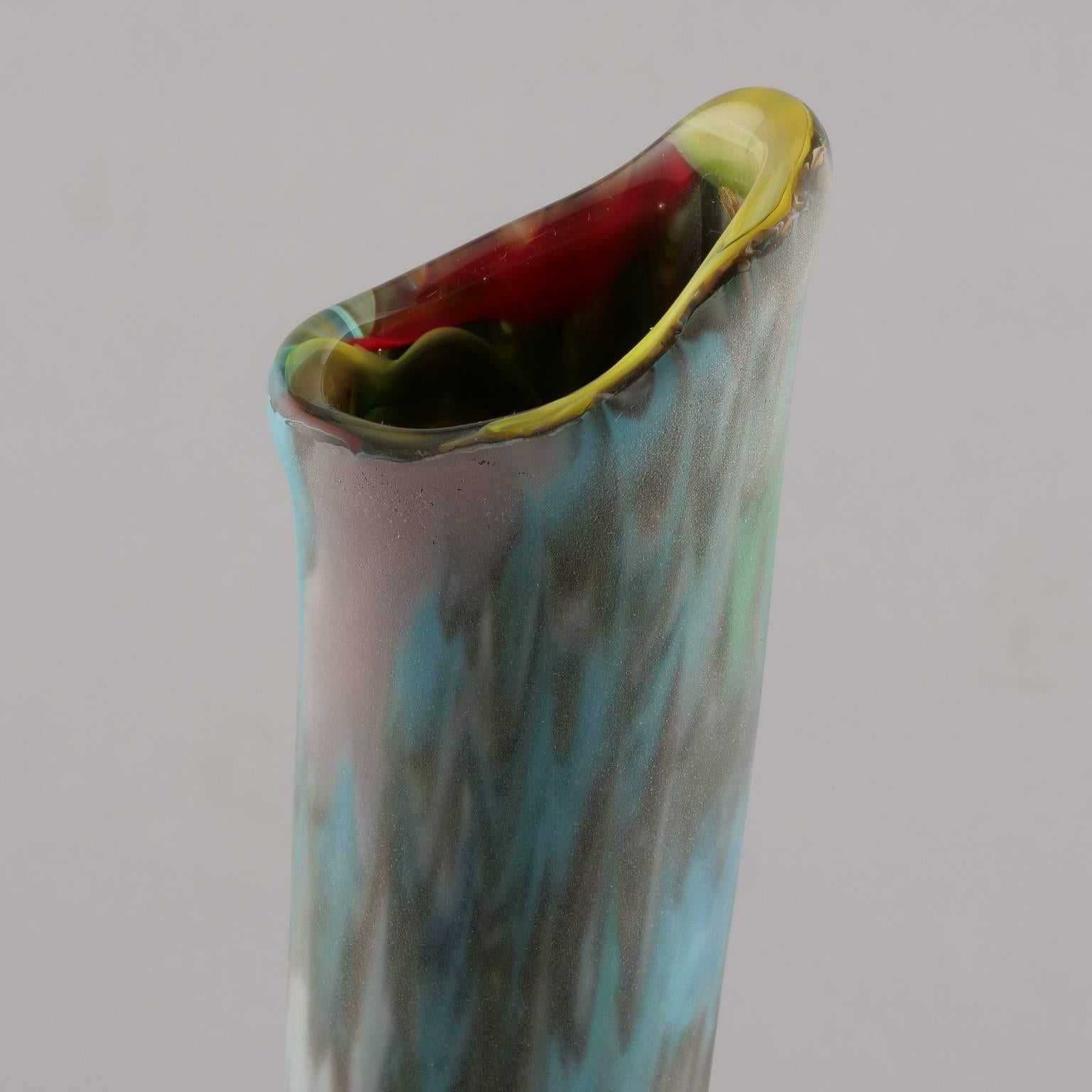 Italian Tall Missoni Designed Murano Glass Vase
