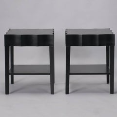 Pair of Scalloped Edged Black Side Tables