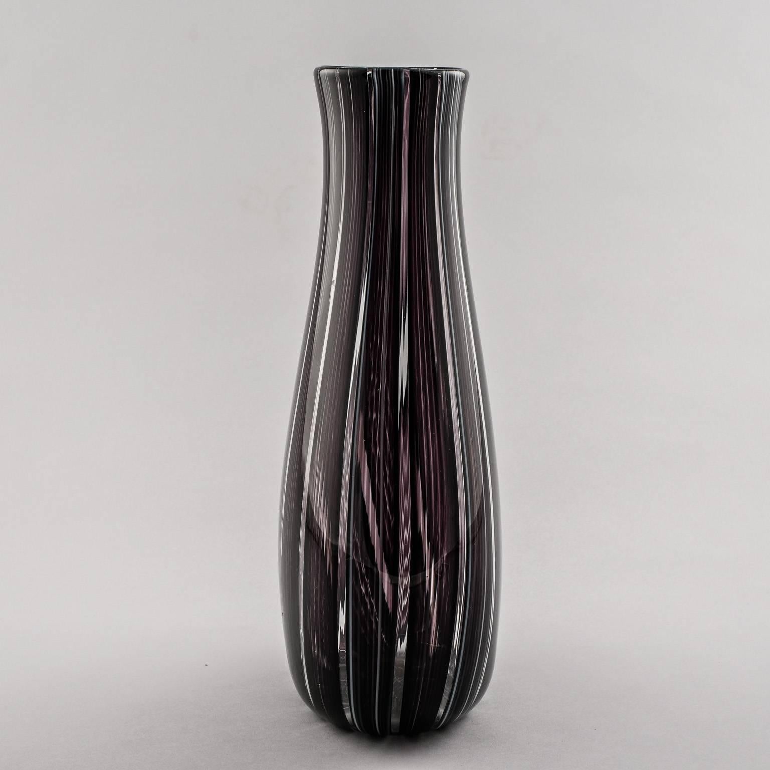 Mid-Century Modern Adriano dalla Valentina Aubergine Murano Glass Vase