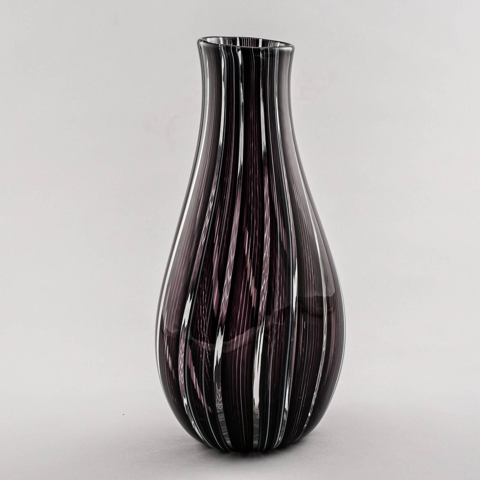 Italian Adriano dalla Valentina Aubergine Murano Glass Vase