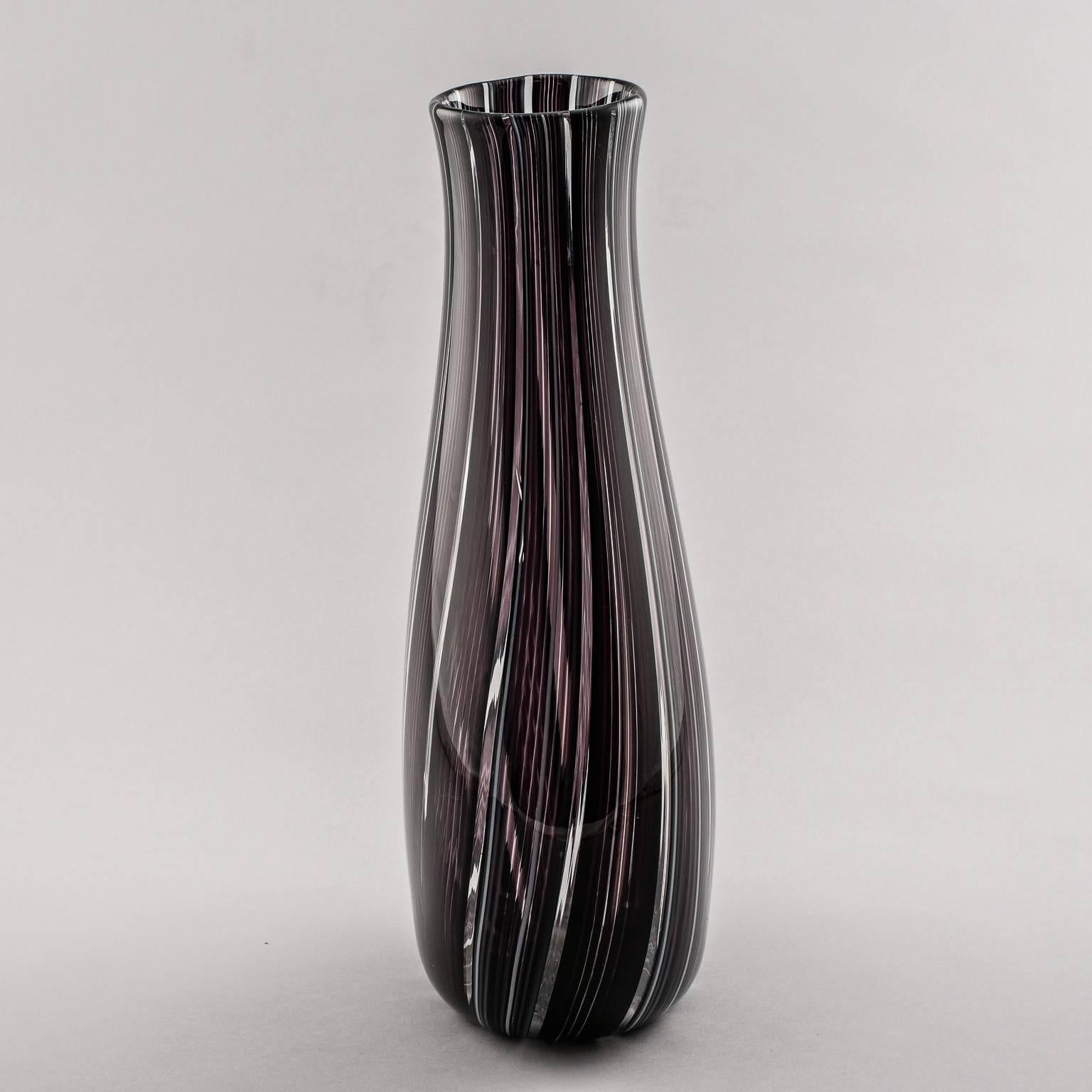 20th Century Adriano dalla Valentina Aubergine Murano Glass Vase