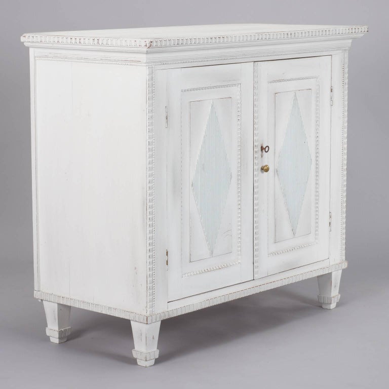 Swedish Two-Door Cabinet with Fluted Diamond Front at 1stdibs