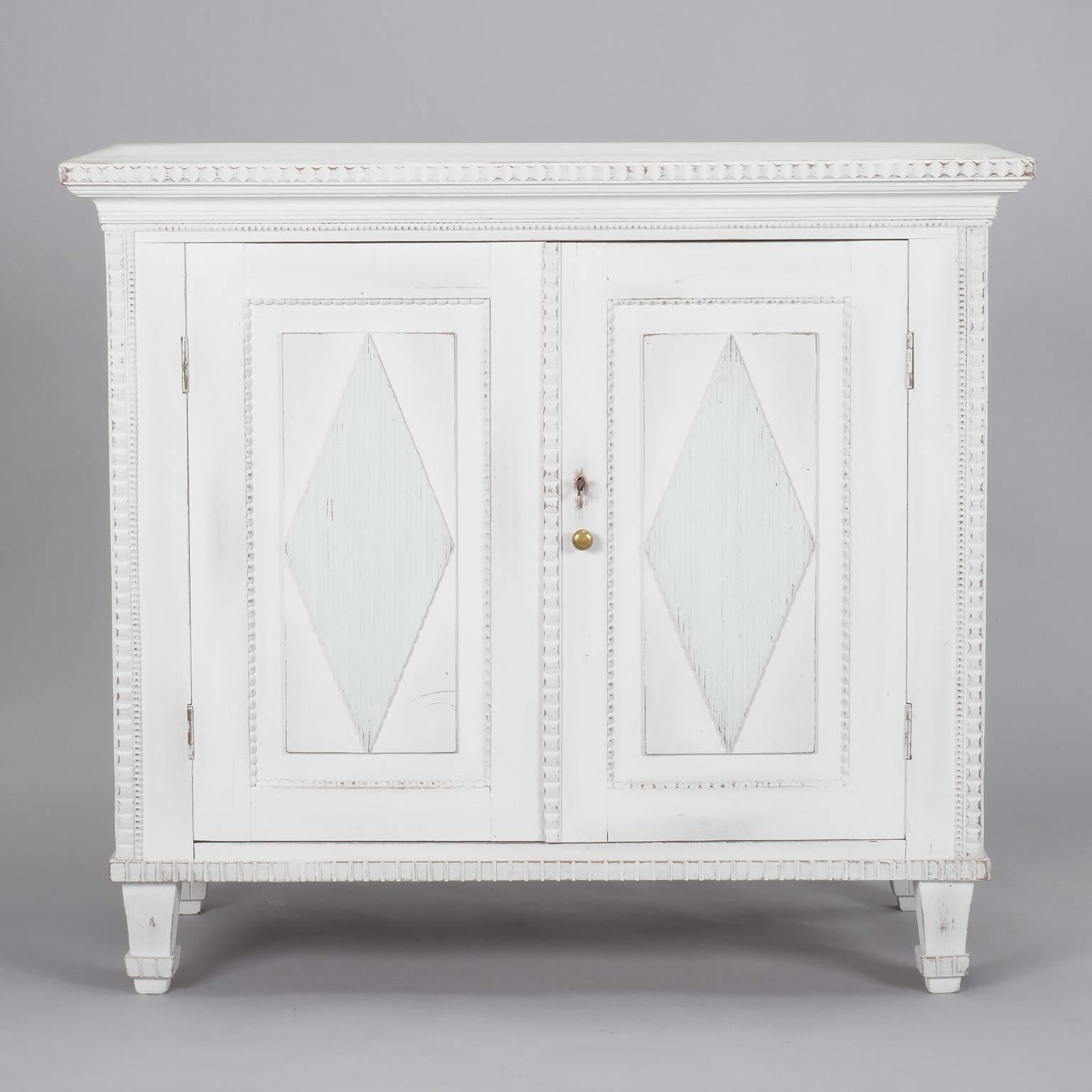 Wood Swedish Two-Door Cabinet with Fluted Diamond Front