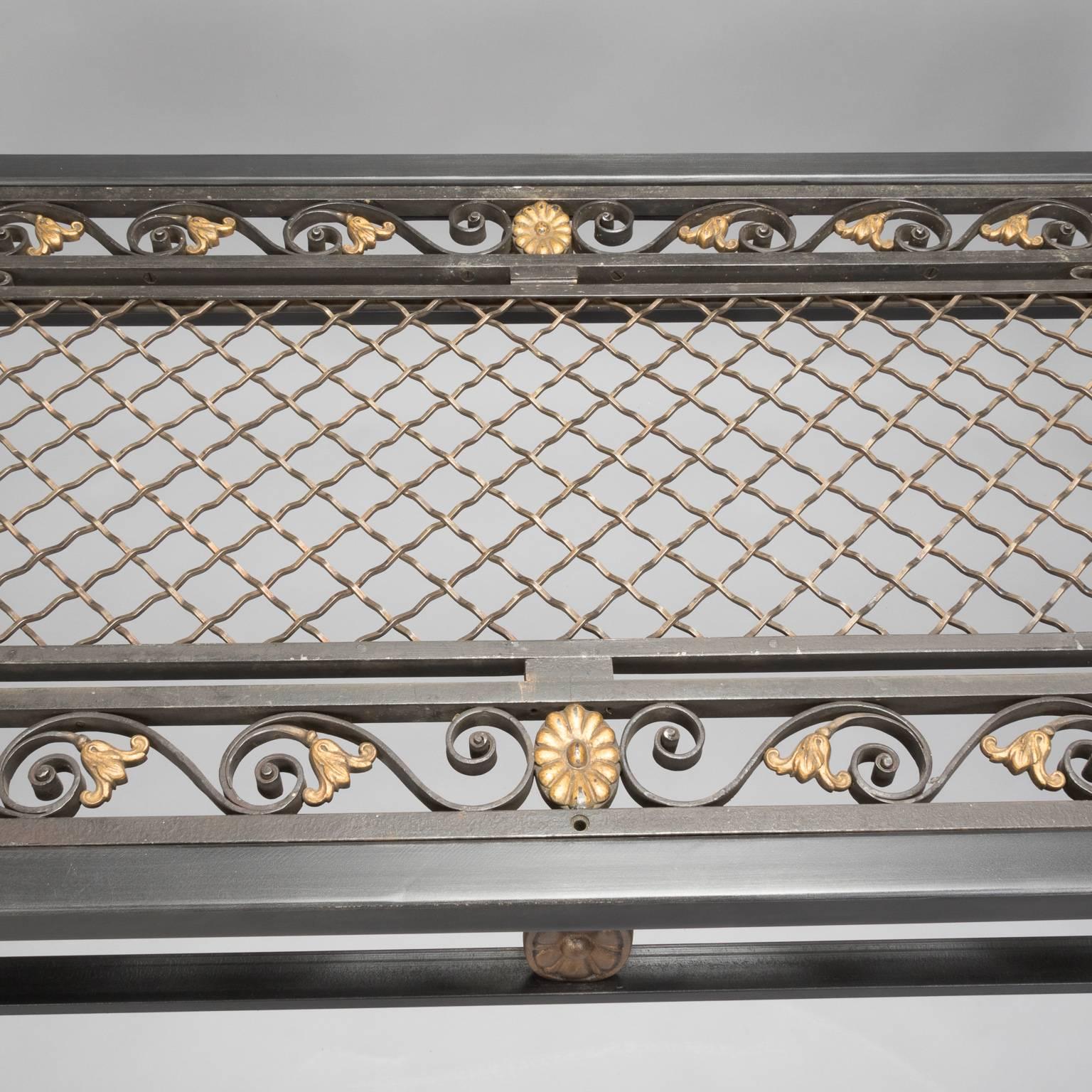 Console Custom-Made from French Fer Forge Decorative Grill In Excellent Condition In Troy, MI