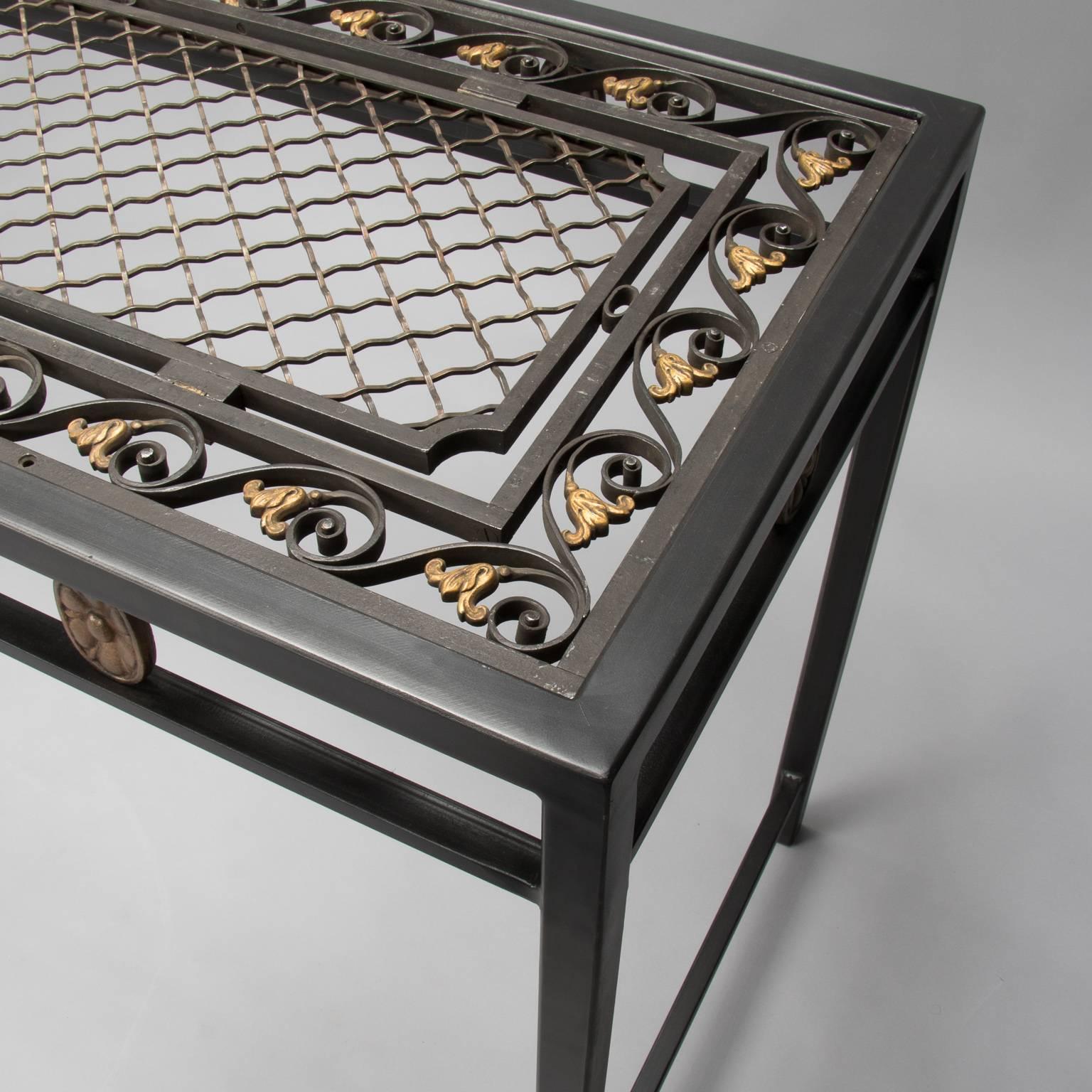 20th Century Console Custom-Made from French Fer Forge Decorative Grill