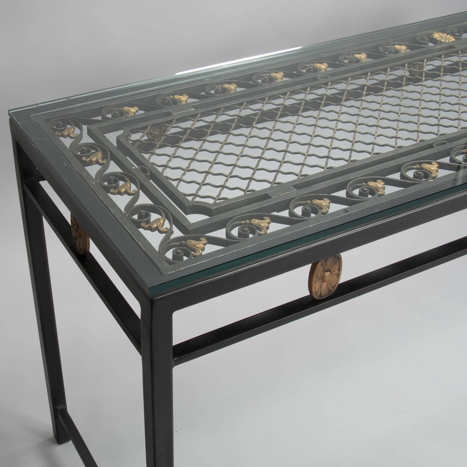 Console Custom-Made from French Fer Forge Decorative Grill 1