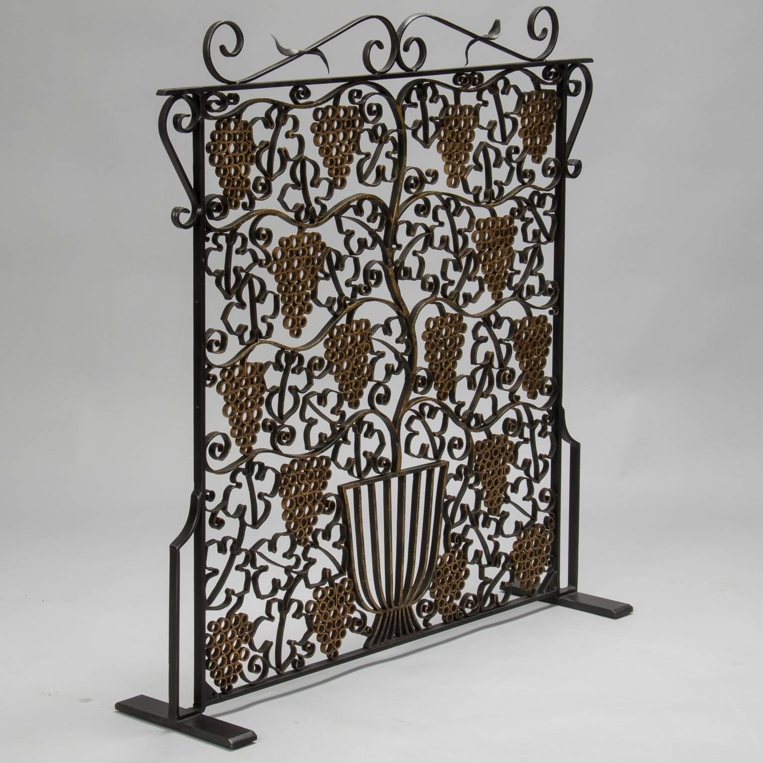 20th Century Fireplace Screen Made from French Art Deco Iron Grill