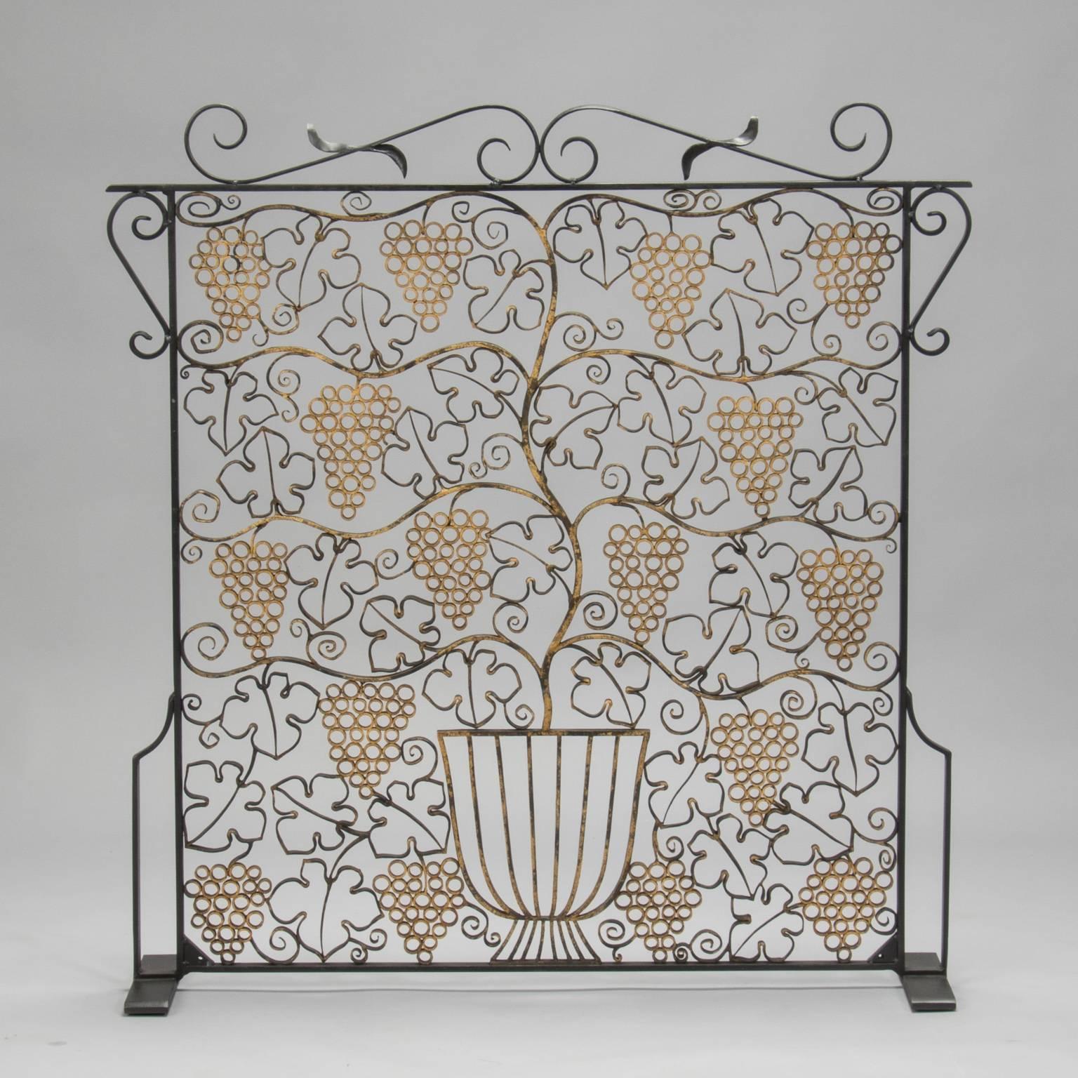 Fireplace Screen Made from French Art Deco Iron Grill 1