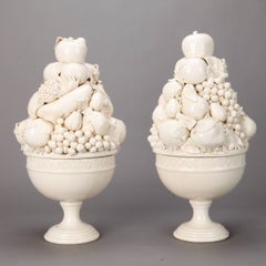 Pair of Tall Italian Porcelain Fruit Compotes