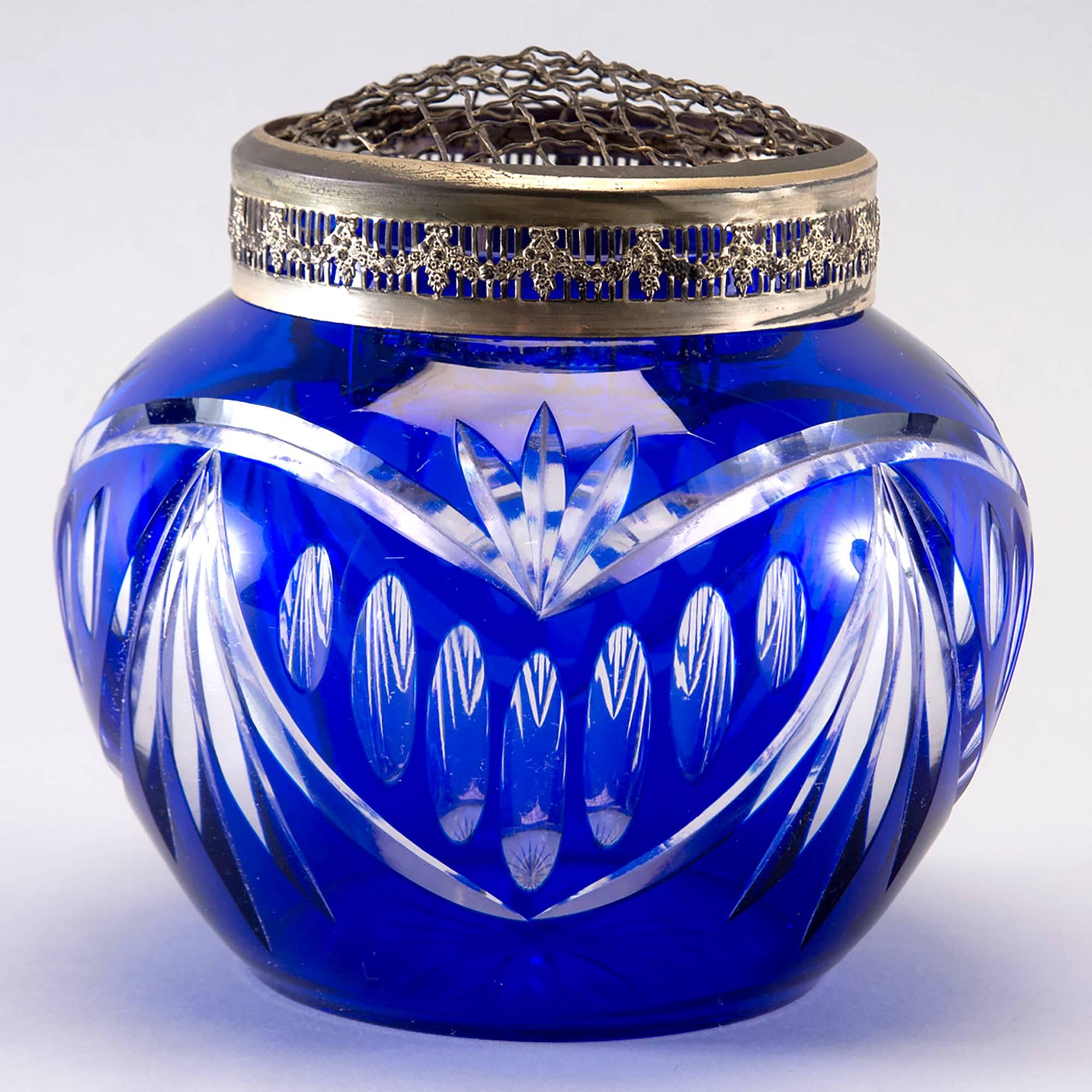 blue cut glass bowl