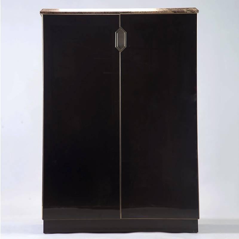 Midcentury Murano Glass Clad Cabinet with Marble Top For Sale 1
