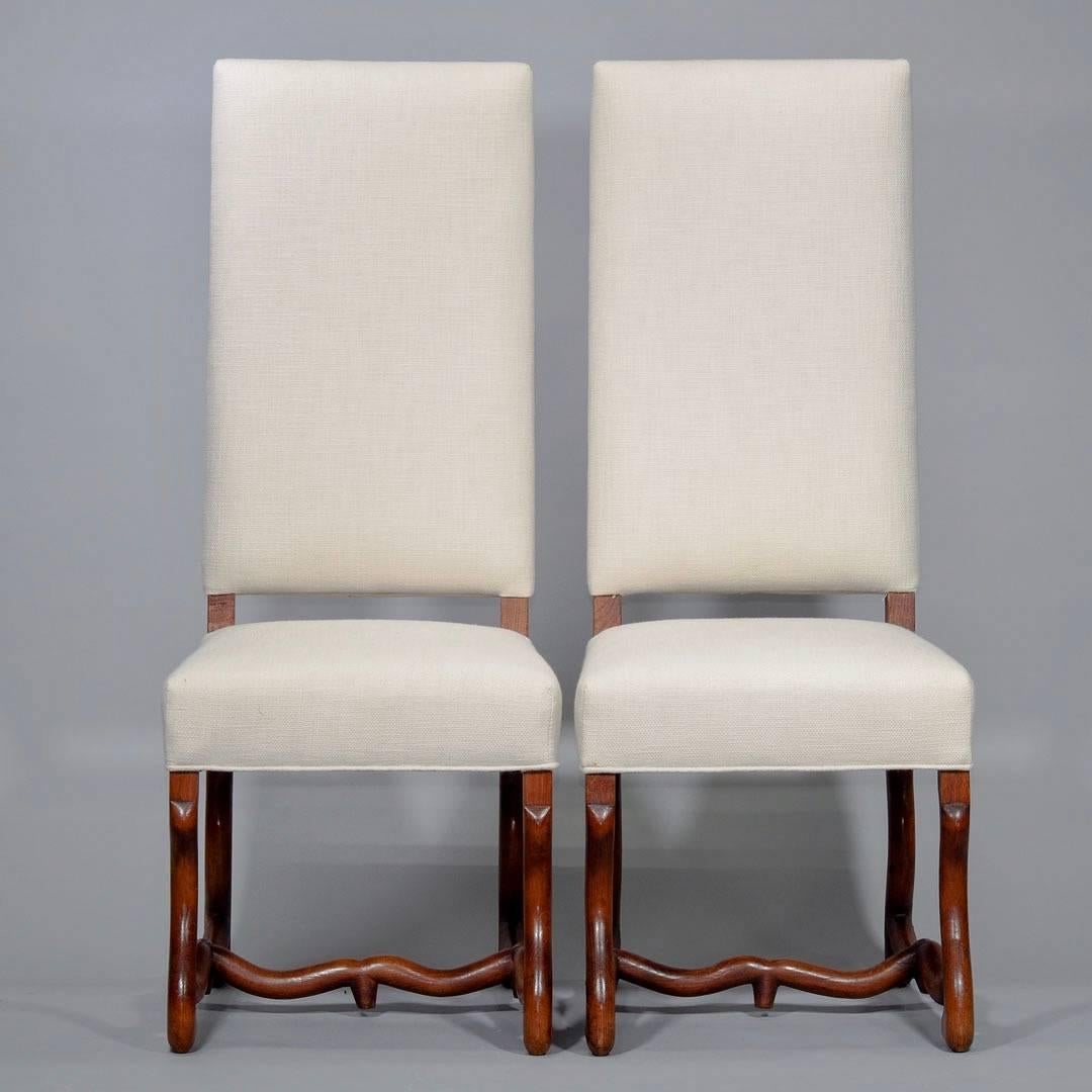 Louis XIII Set of Eight Newly Upholstered Os de Mouton Chairs