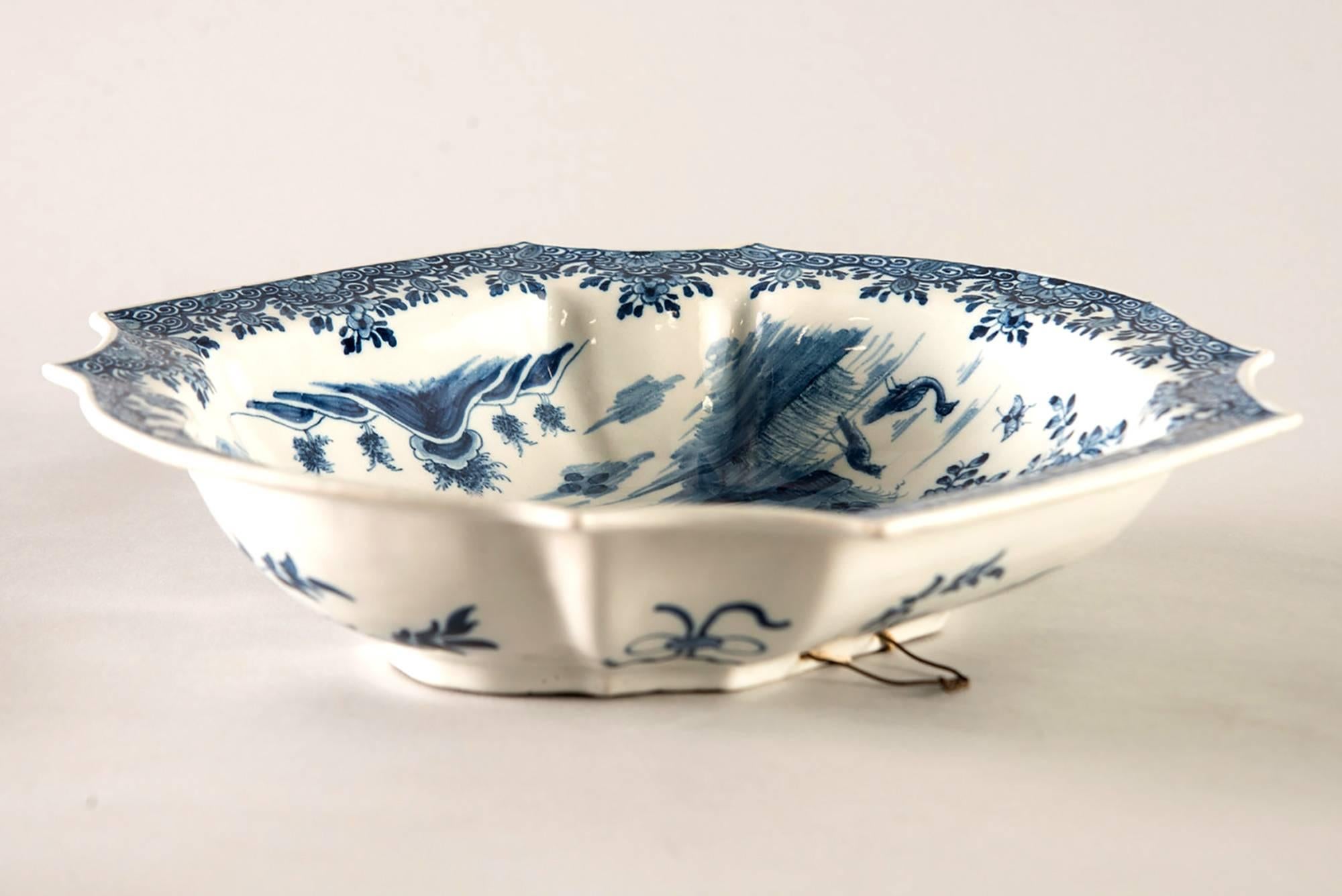 20th Century Blue and White Delft Platter with Chinoiserie Design