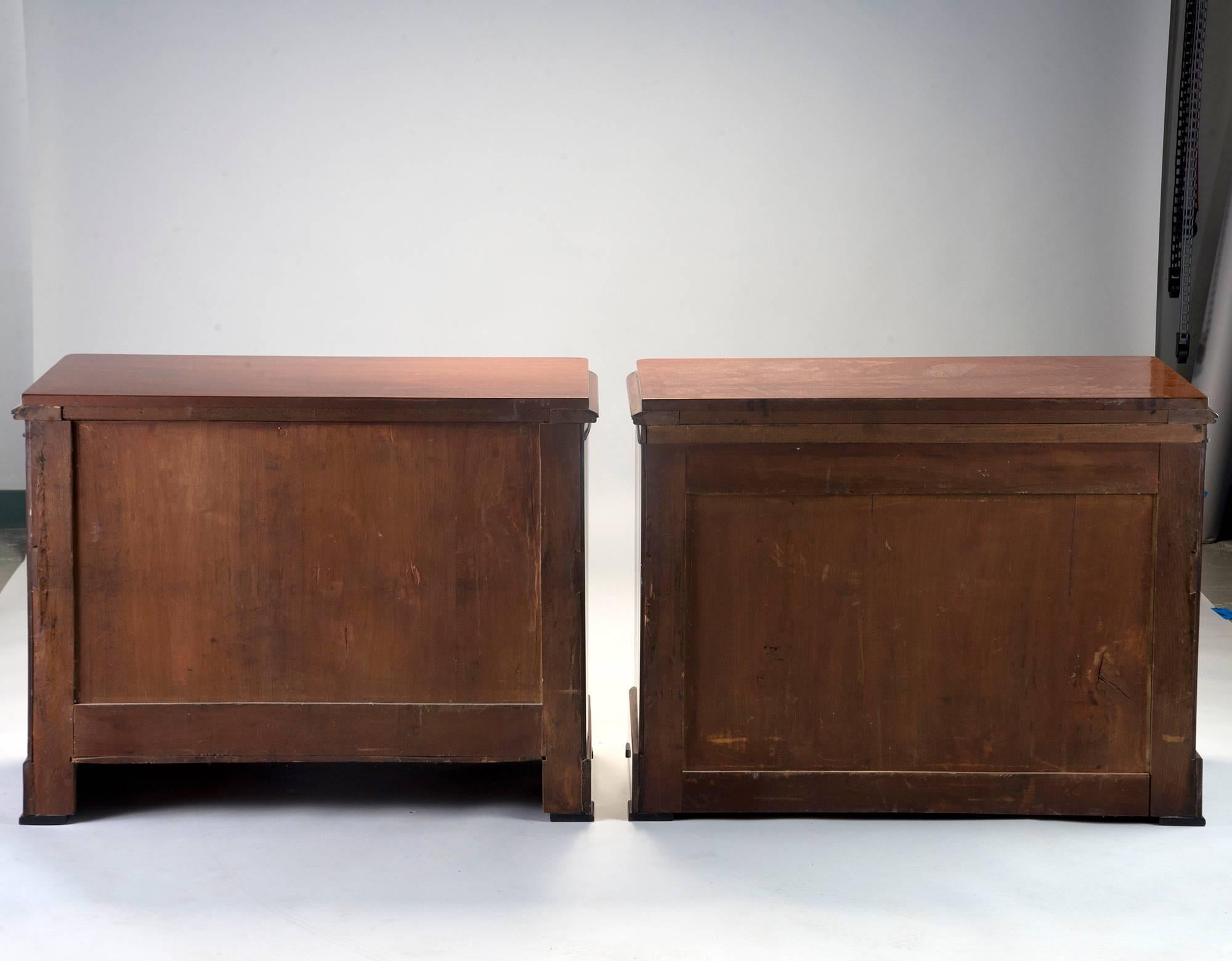 Mid-20th Century Pair of English Mahogany Chests with Black Detailing