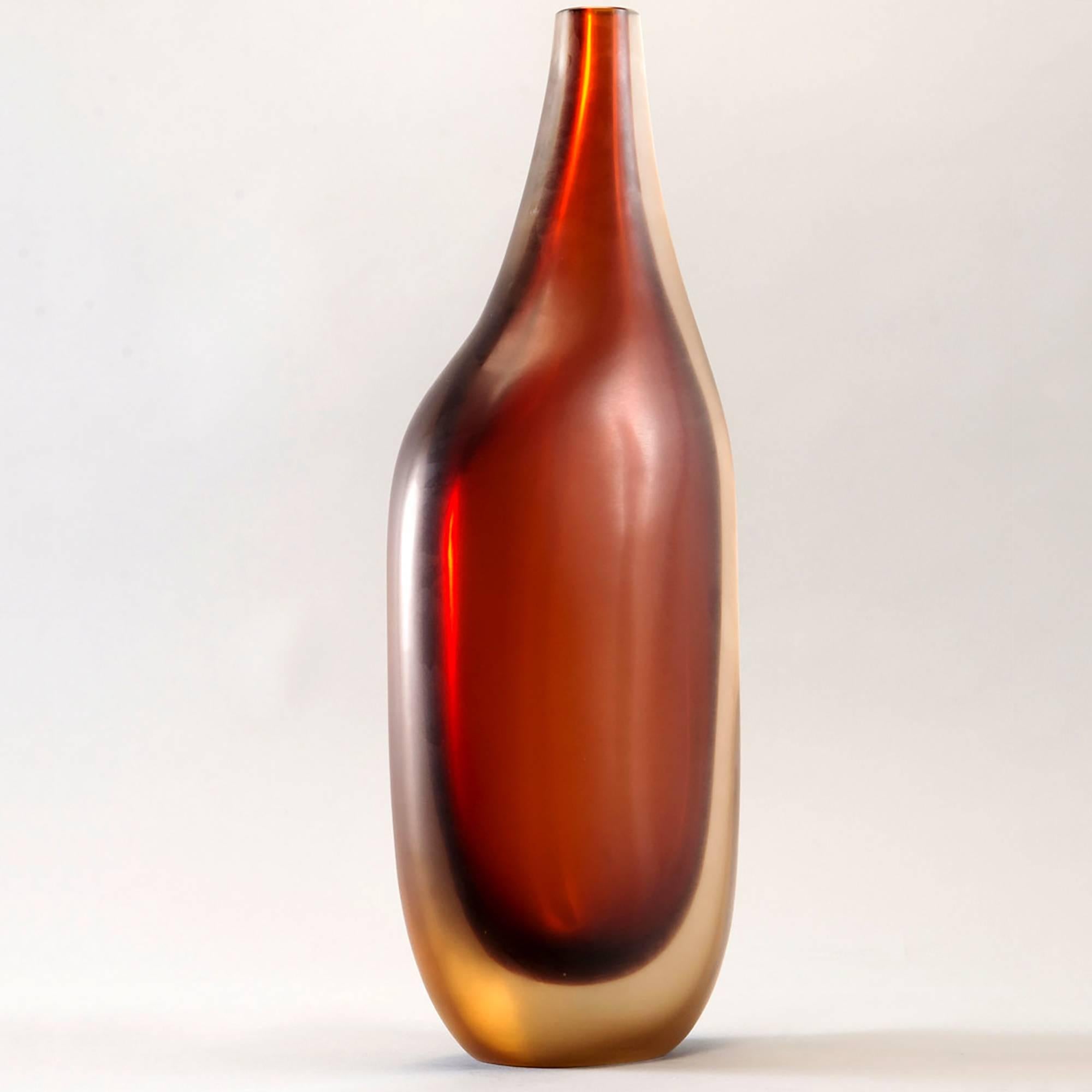 Modern Limited Edition Red Murano Cased Glass Vase by Ivan Baj for Arcade
