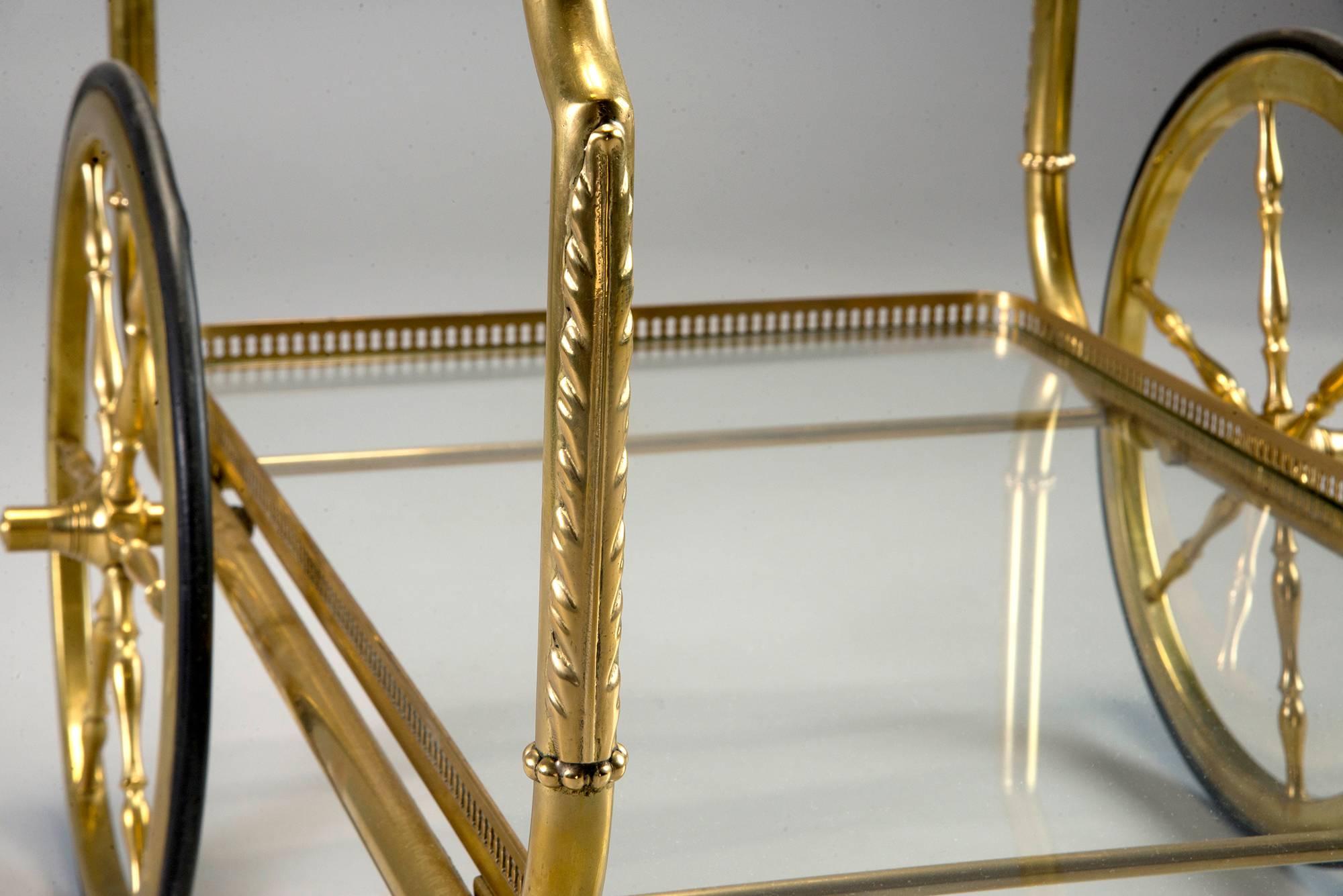 Brass and Glass Bar or Tea Trolley 2