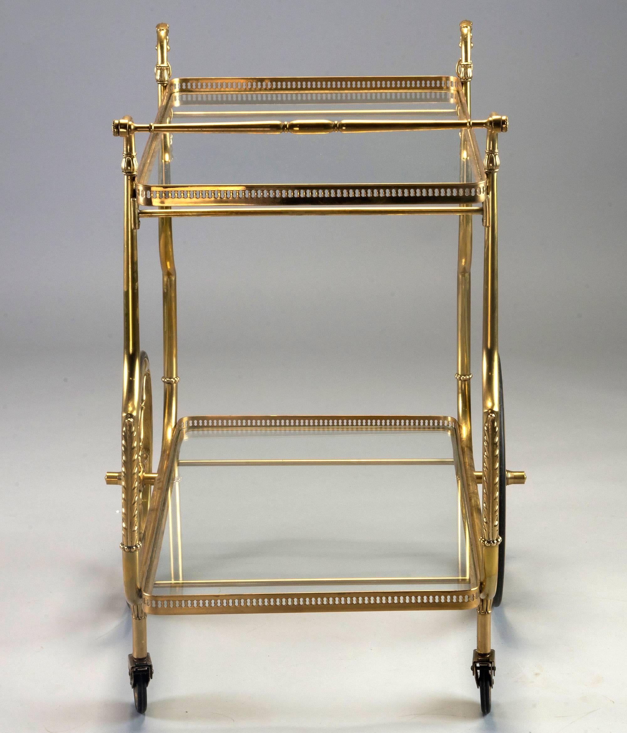 Brass and Glass Bar or Tea Trolley 4
