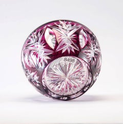 Amethyst Cut Crystal Rose Bowl with Original Brass Flower Holder