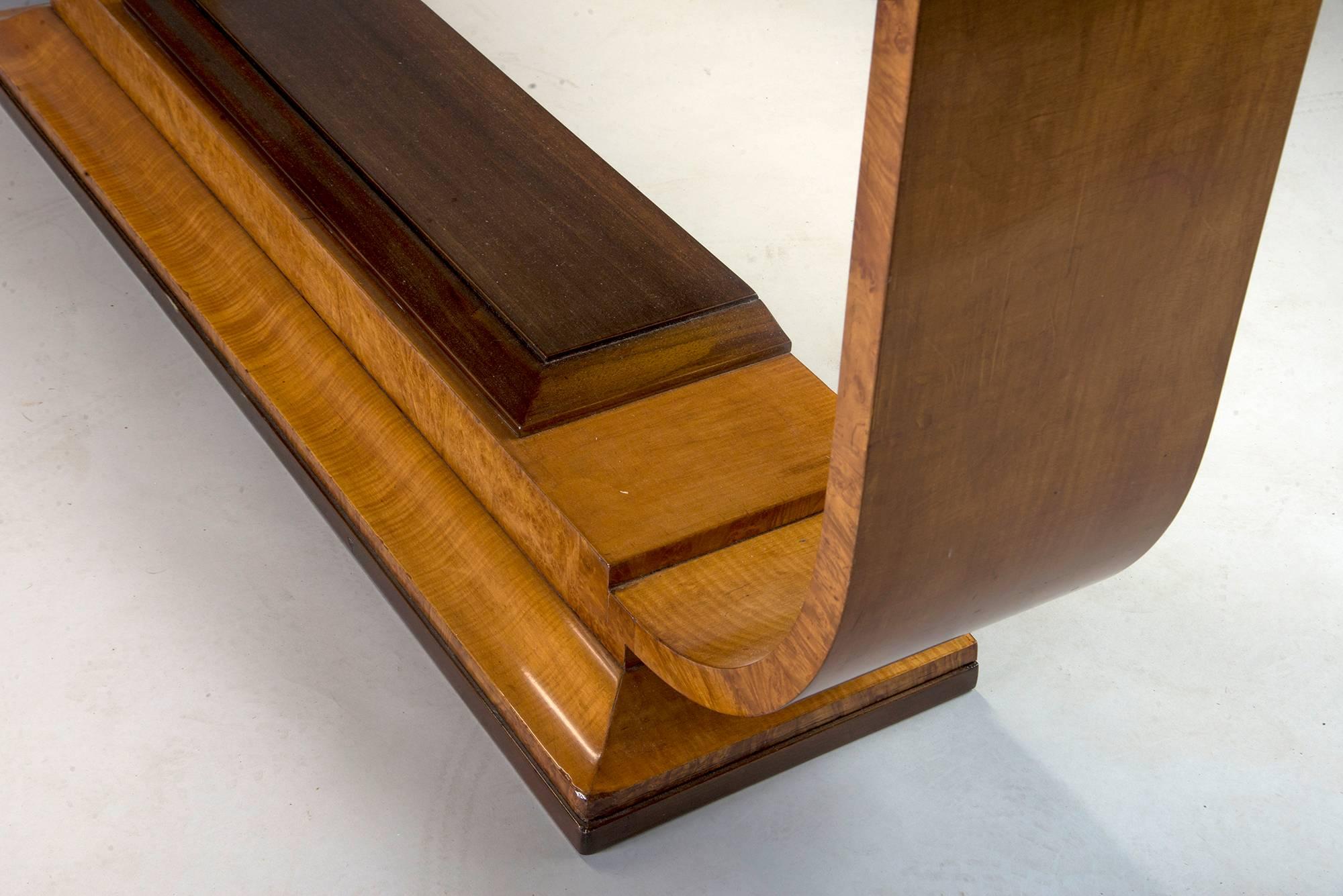 20th Century Art Deco Console with Light Base and Contrasting Dark Top