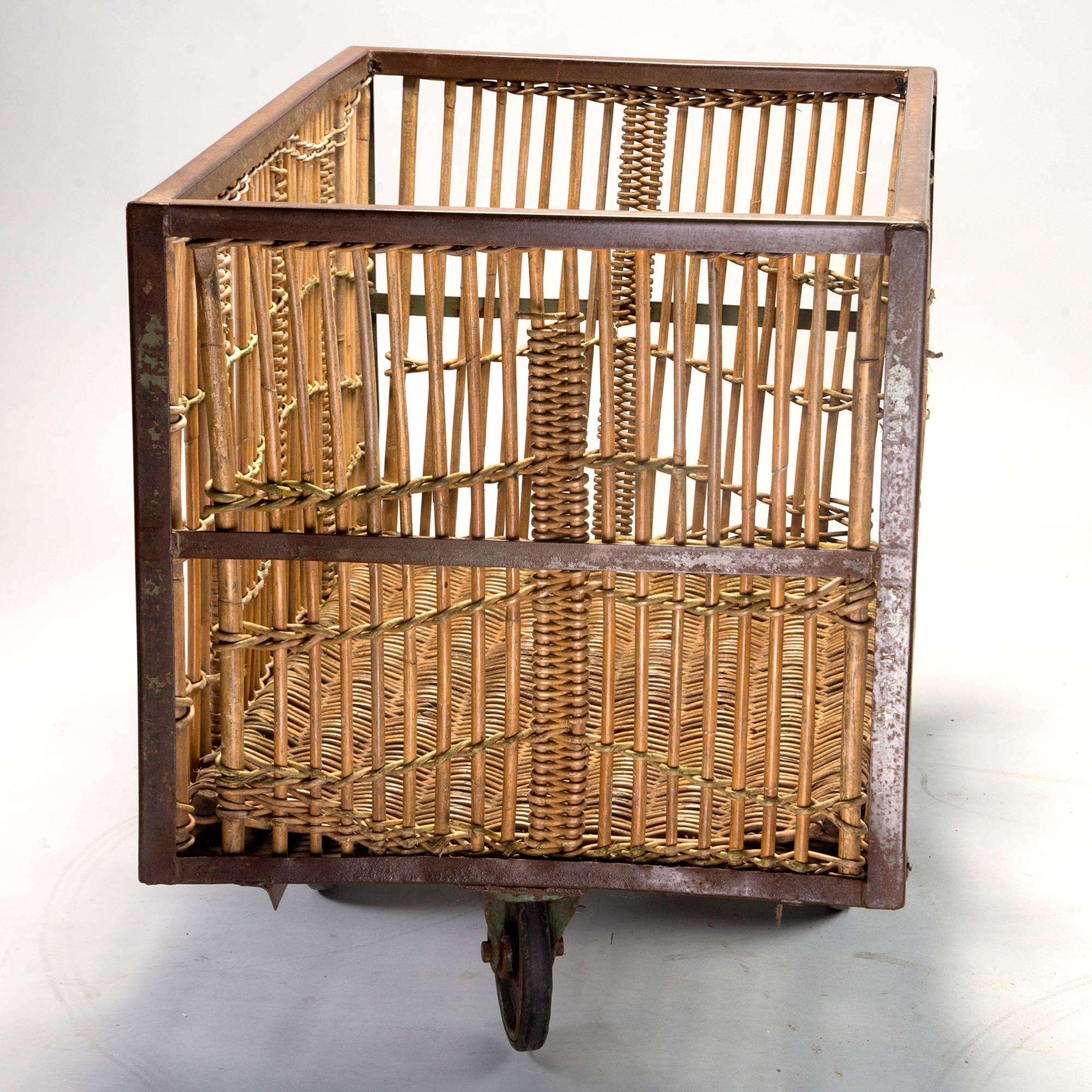 Unusual Industrial Rattan and Iron Trolley 3