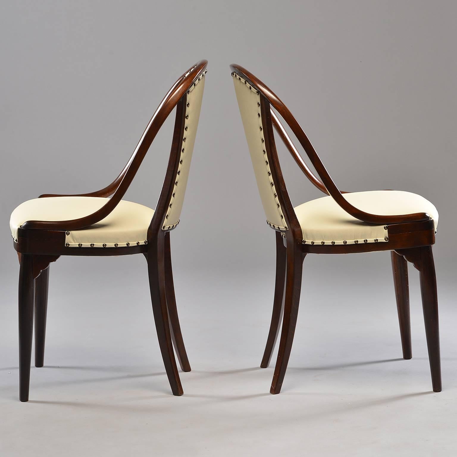 Jugendstil Six Otto Prutscher for Thonet Bentwood Armchairs with New Leather Upholstery