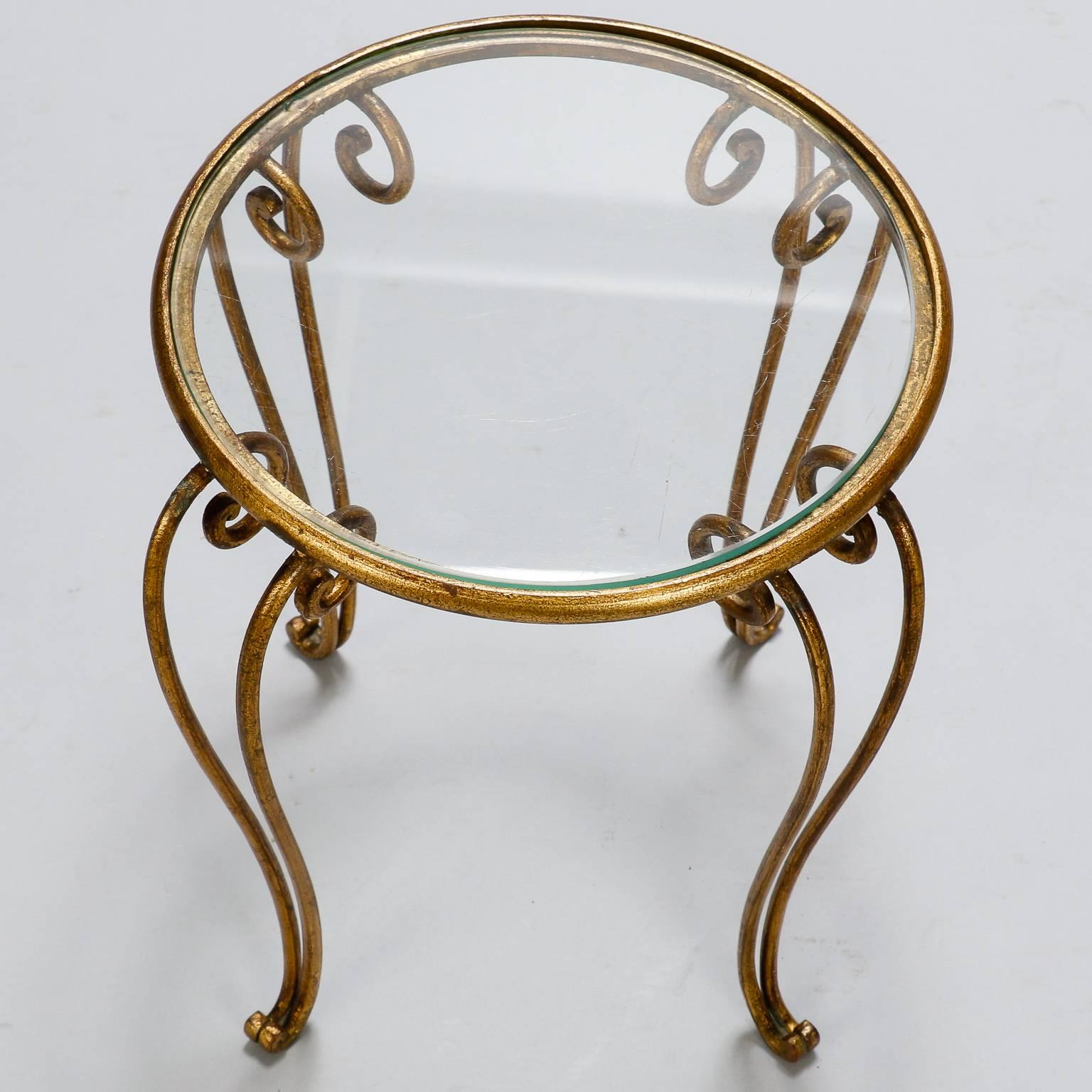 small round glass top side table