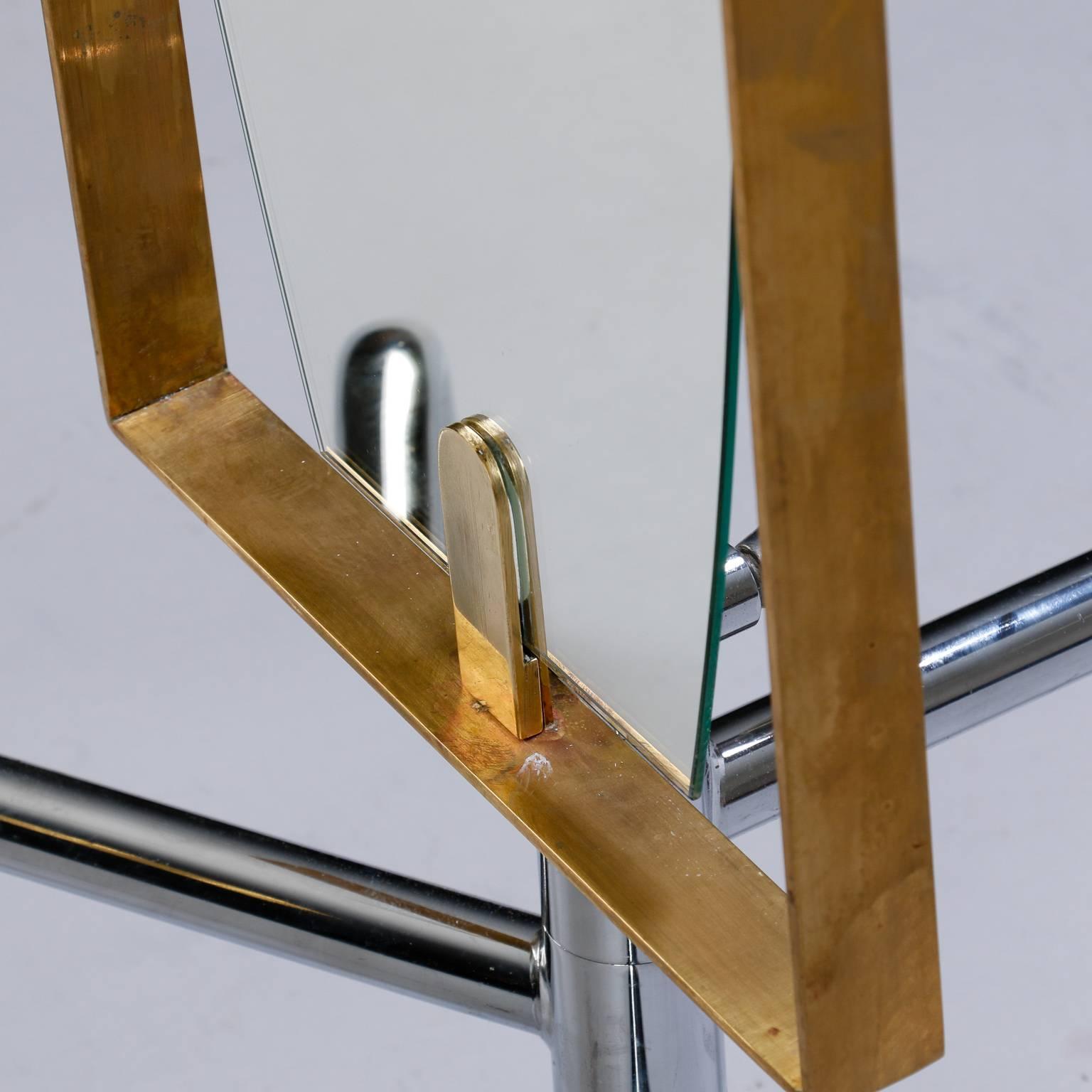 Pair of Italian Midcentury Brass Frame Mirrors in the Style of Gio Ponti 1