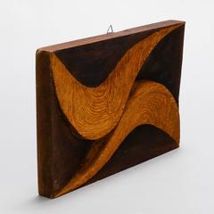 Carved Wood Plaque with Double Swirl by Artist Flaviano Laghi
