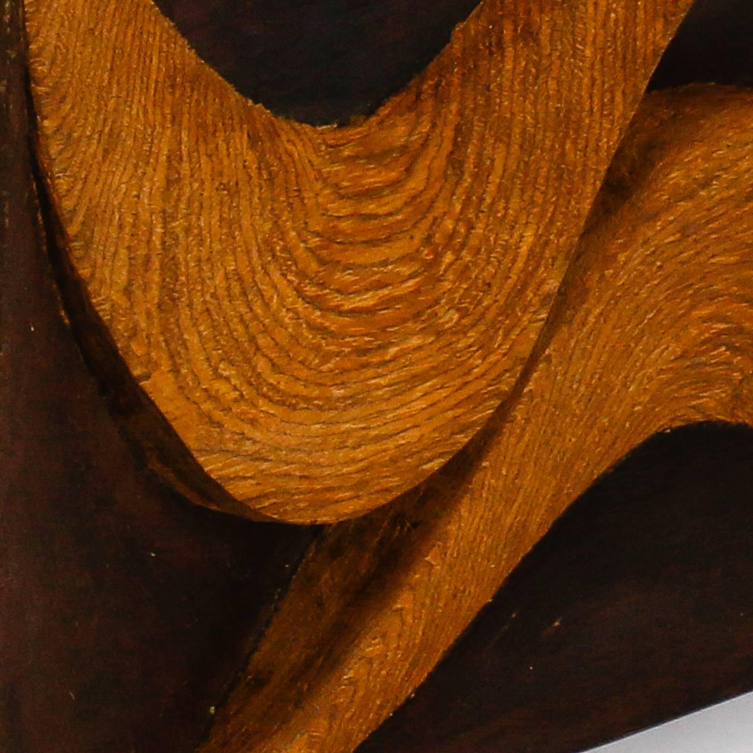 20th Century Carved Wood Plaque with Double Swirl by Artist Flaviano Laghi