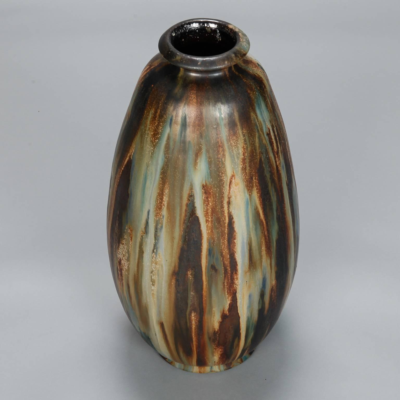 Glazed Large Art Deco Era Signed Guerin Vase