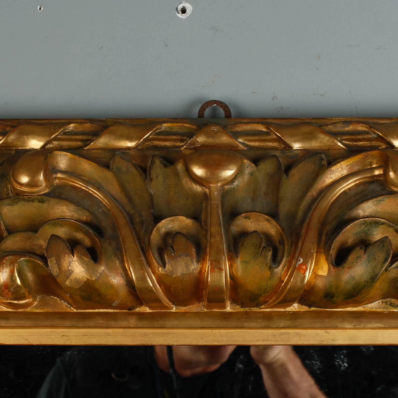 19th Century Italian Mirror with Deeply Carved Gilded Frame In Good Condition In Troy, MI