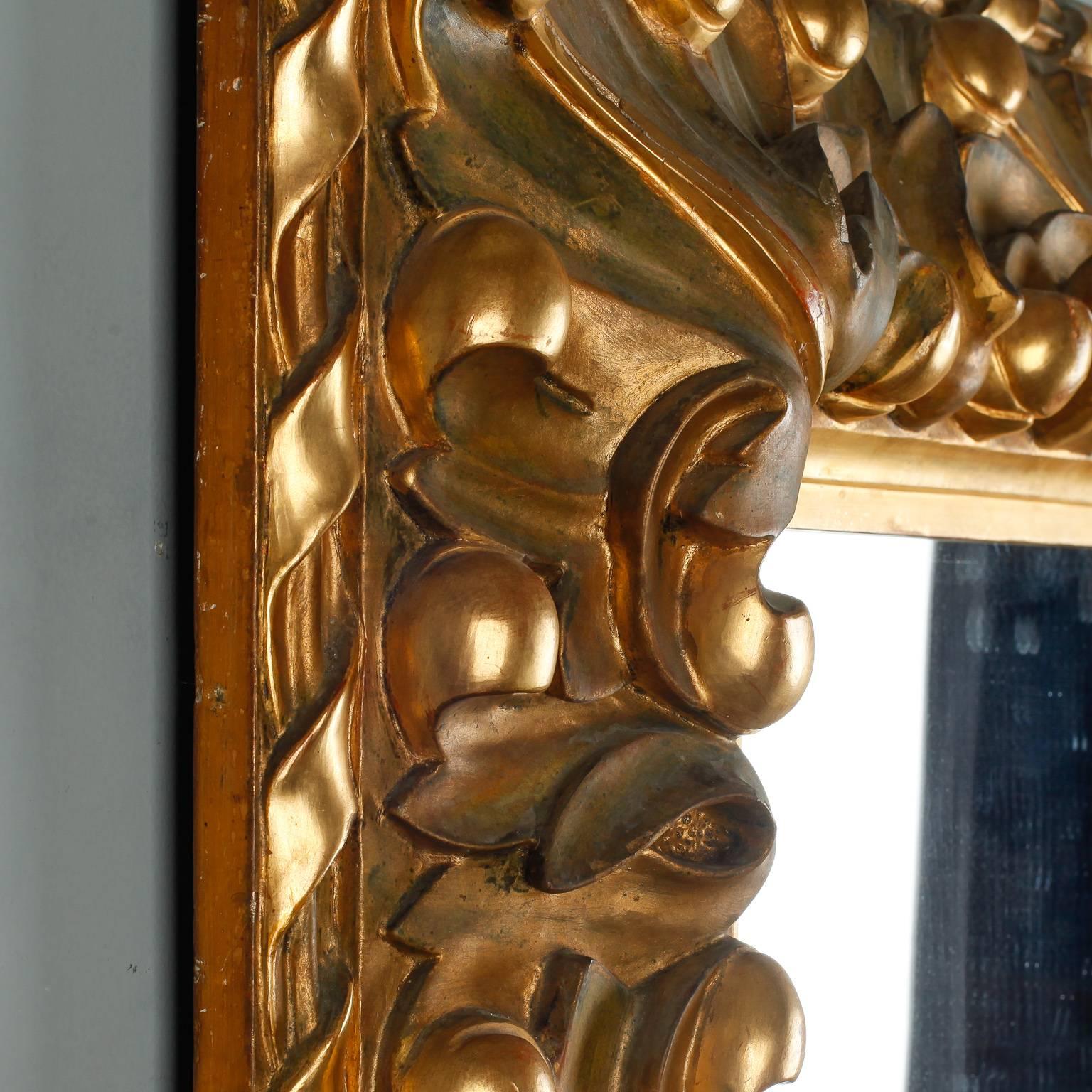19th Century Italian Mirror with Deeply Carved Gilded Frame 1