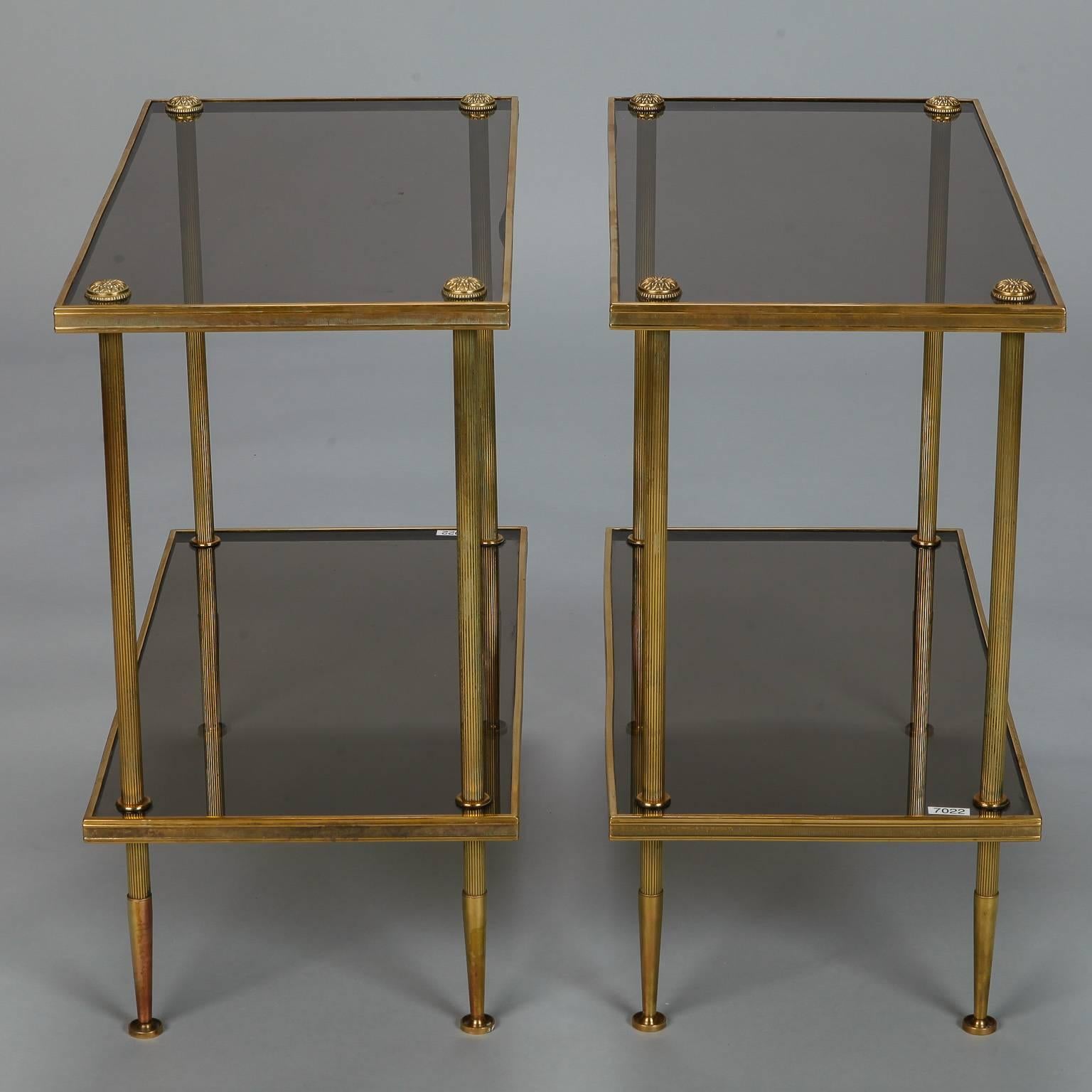 Brass Jacques Quinet Pair Bronze Signed Side Tables