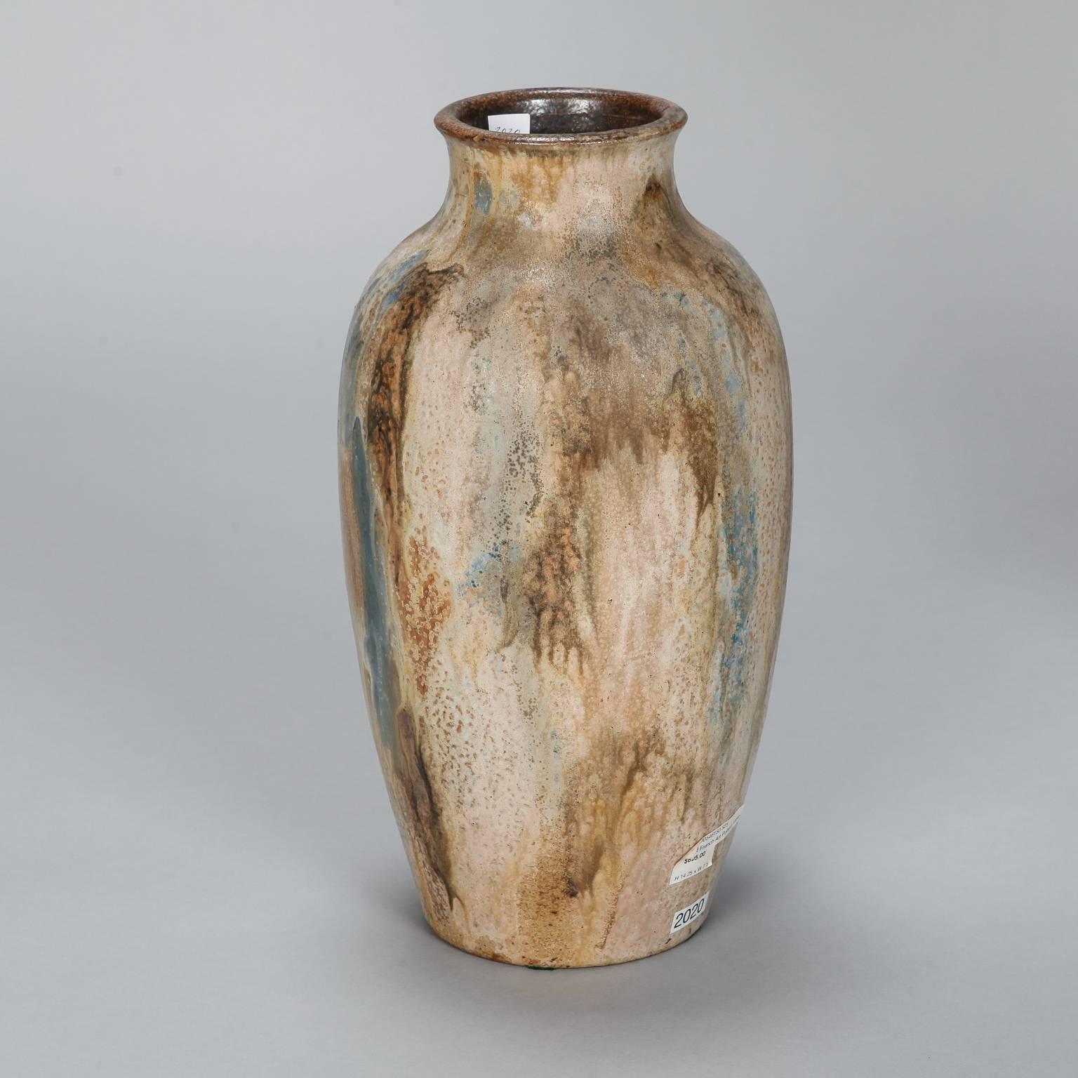 Belgian Large Signed Edgar Aubry Art Pottery Ceramic Vase 