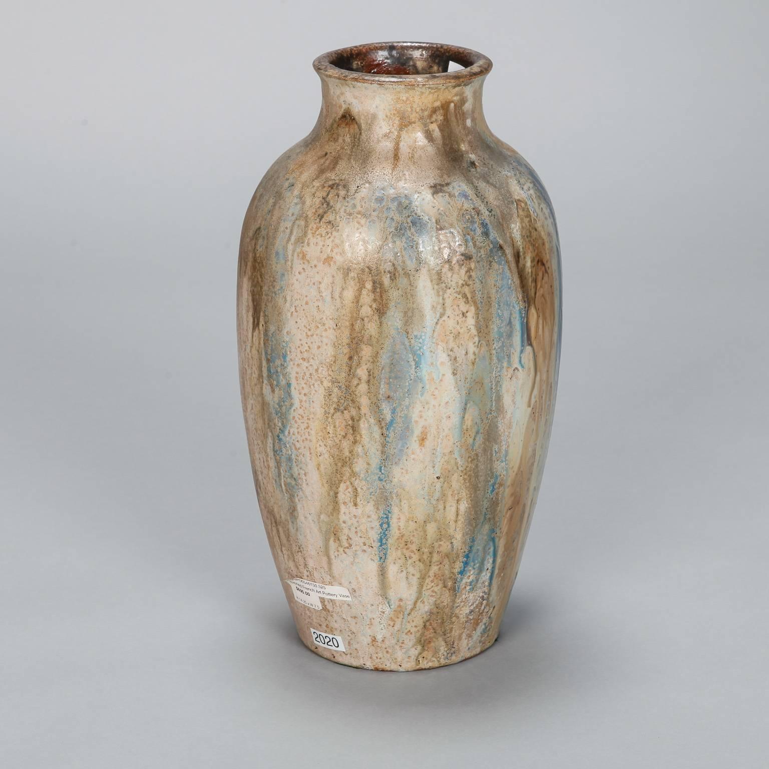 Glazed Large Signed Edgar Aubry Art Pottery Ceramic Vase 