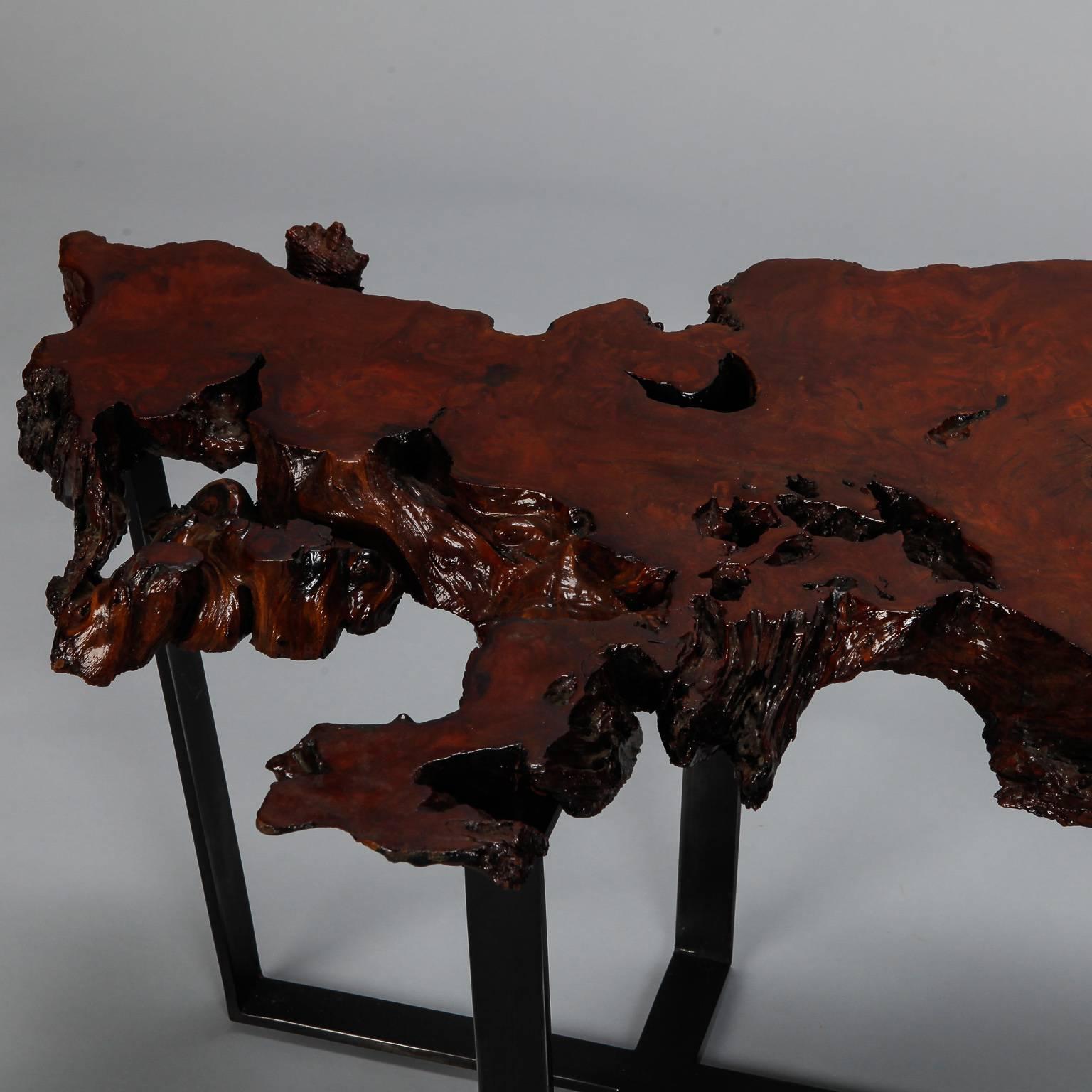 Petrified Live Edge Cocktail Table on Metal Base 2