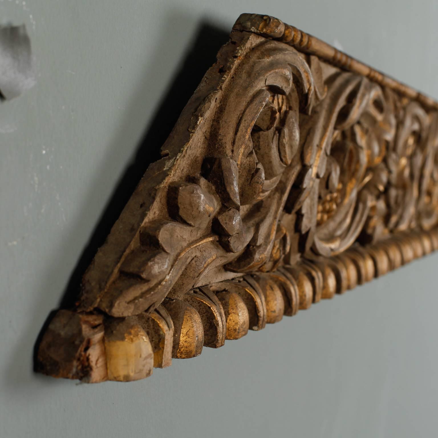 European Beautifully Carved Large Wood Architectural Fragment