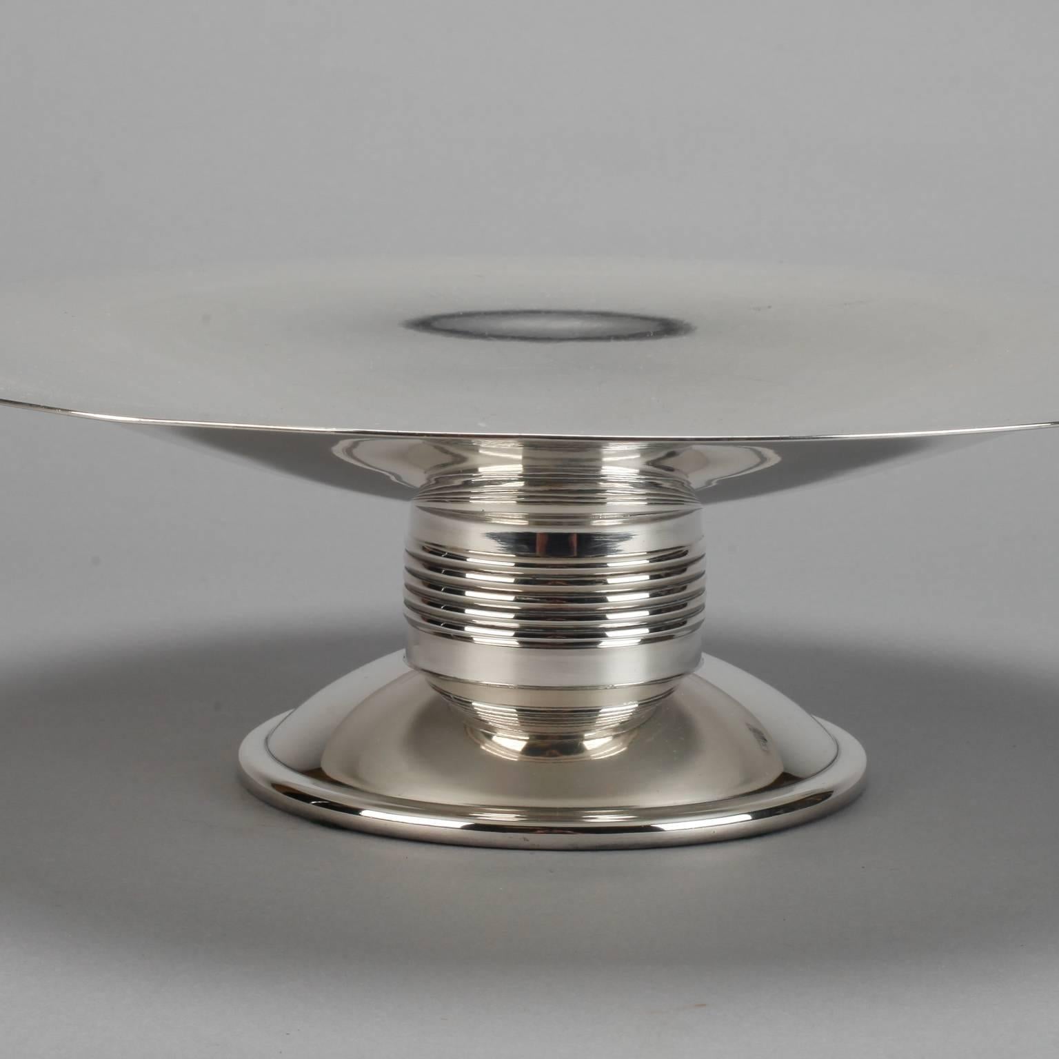 Midcentury Silver Plated Tazza In Excellent Condition In Troy, MI
