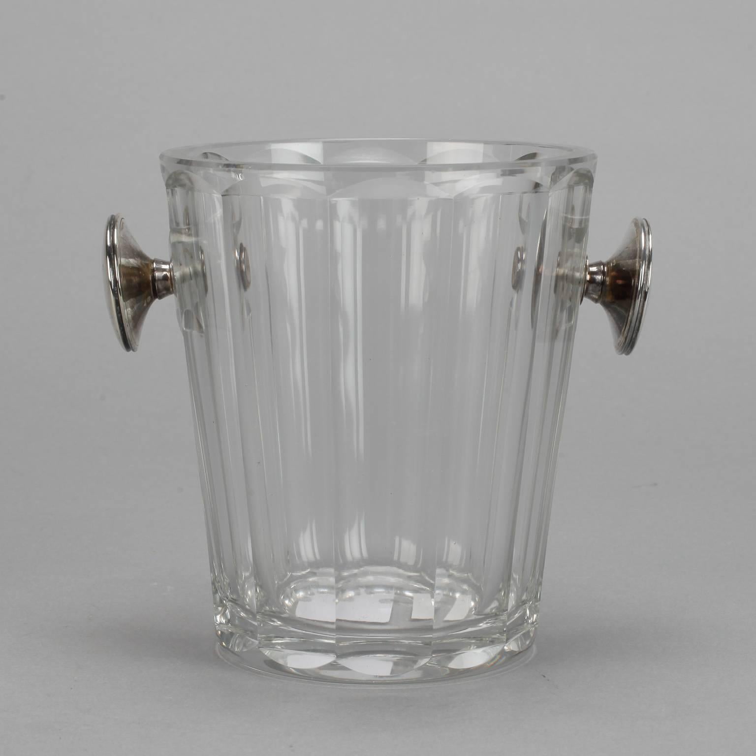 French Art Deco Crystal Ice Bucket In Excellent Condition In Troy, MI