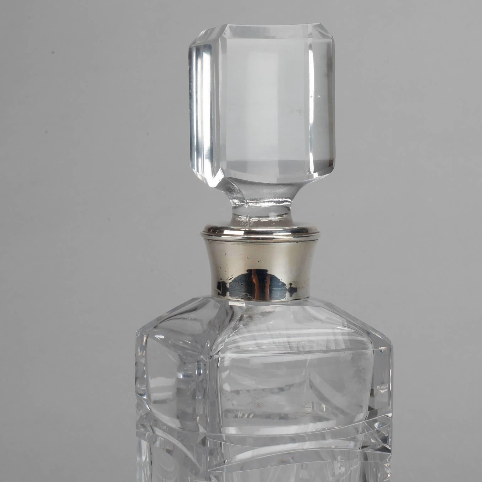 European Heavy Cut Crystal Decanter with Silver
