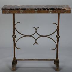 Art Deco Fer Forge Console with Marble Top