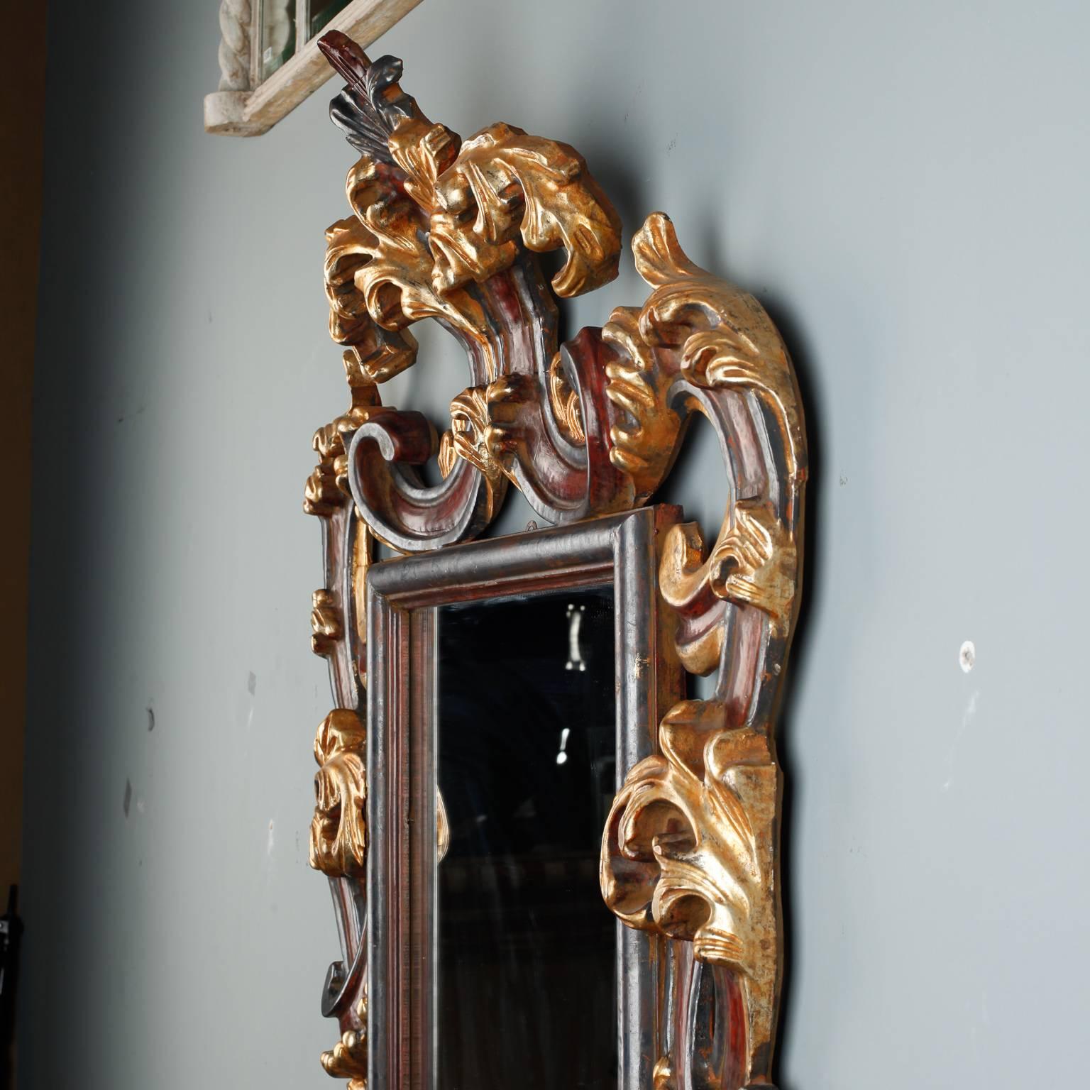 Ornate Italian Wood Gilt and Painted Mirror 1