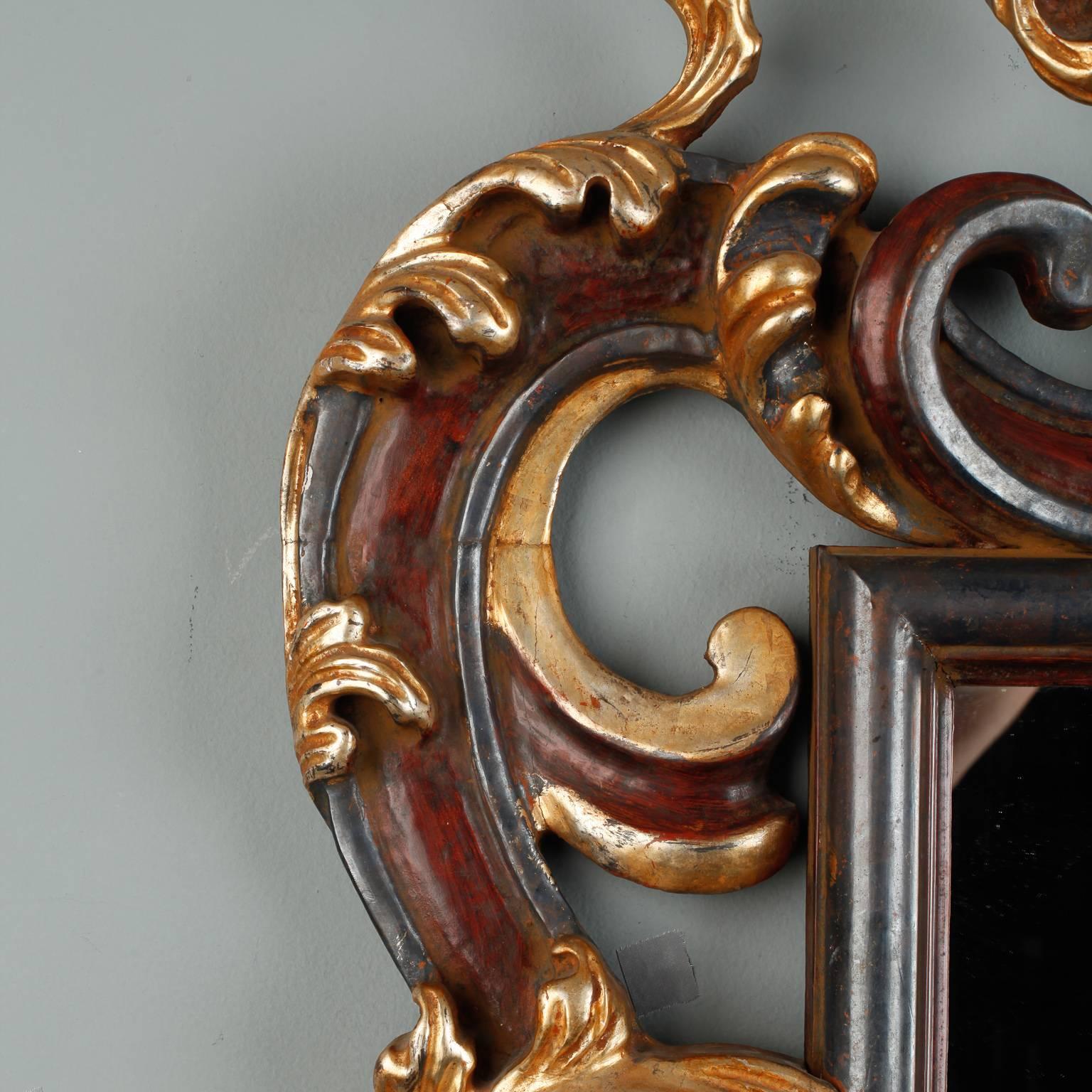 Ornate Italian Wood Gilt and Painted Mirror 4