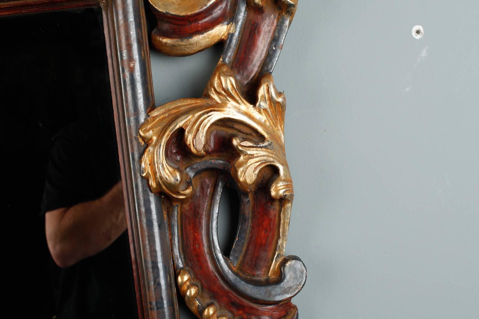 Ornate Italian Wood Gilt and Painted Mirror 3