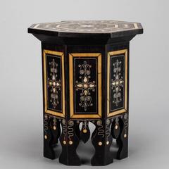 Small Moroccan Style Table or Stool with Extensive Inlay
