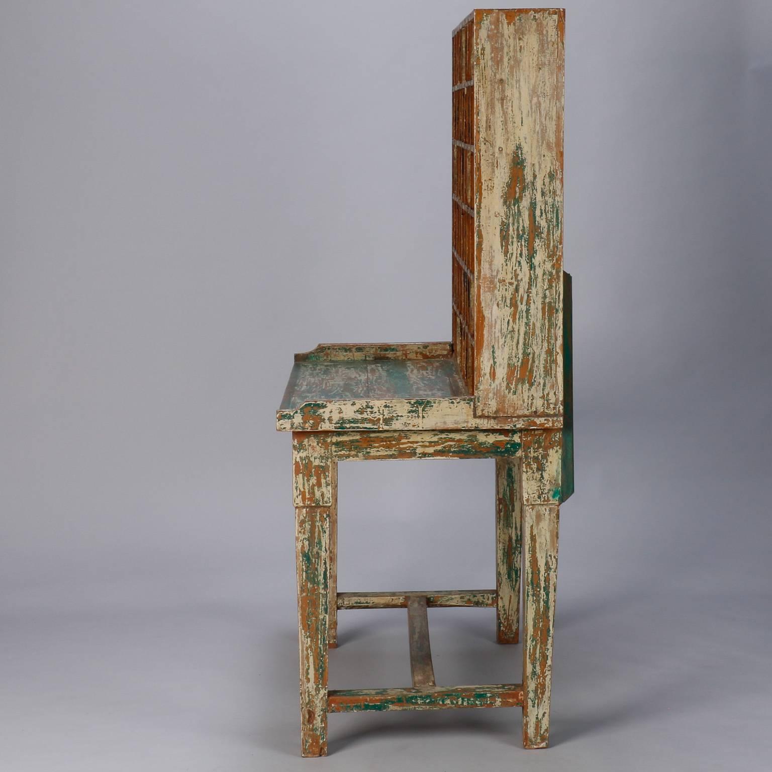 Primitive Painted Post Office Desk In Good Condition In Troy, MI